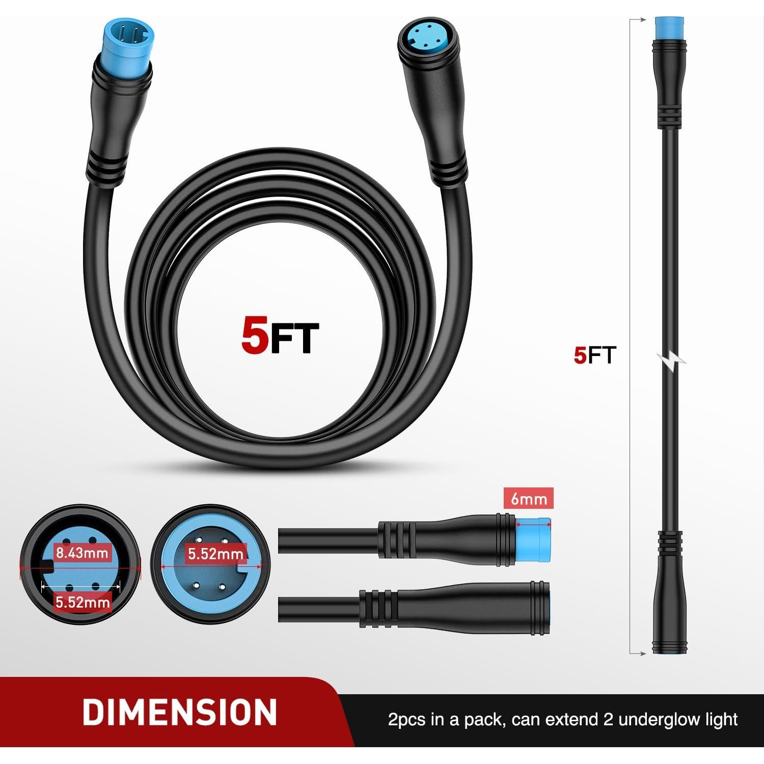 Cable de Extensión 4 Pin Nilight 5FT (1.52 m) para Luces RGB