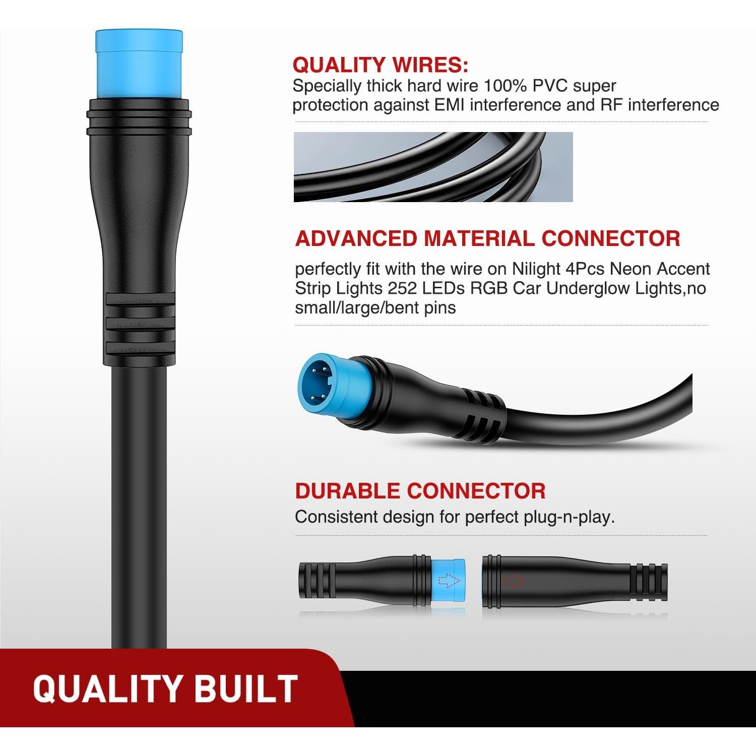 Cable de Extensión 4 Pin Nilight 5FT (1.52 m) para Luces RGB