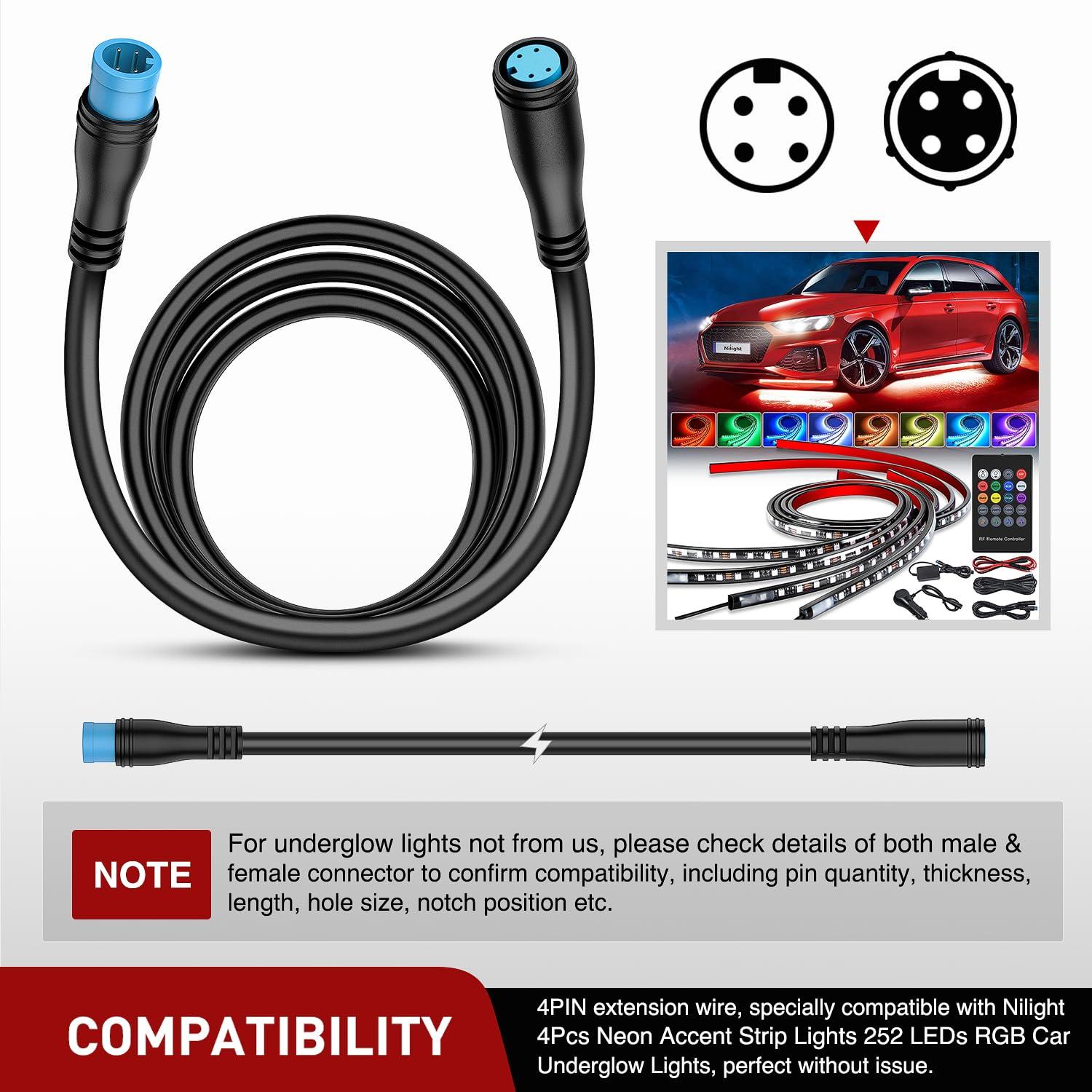 Cable de Extensión 4 Pin Nilight 5FT (1.52 m) para Luces RGB