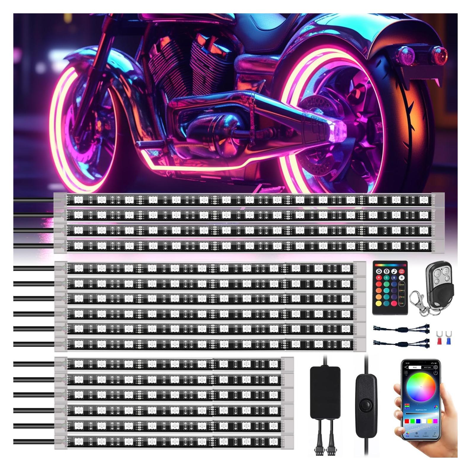 Kit de Iluminación LED Multicolor Sunpie para Motocicleta 16 Pcs