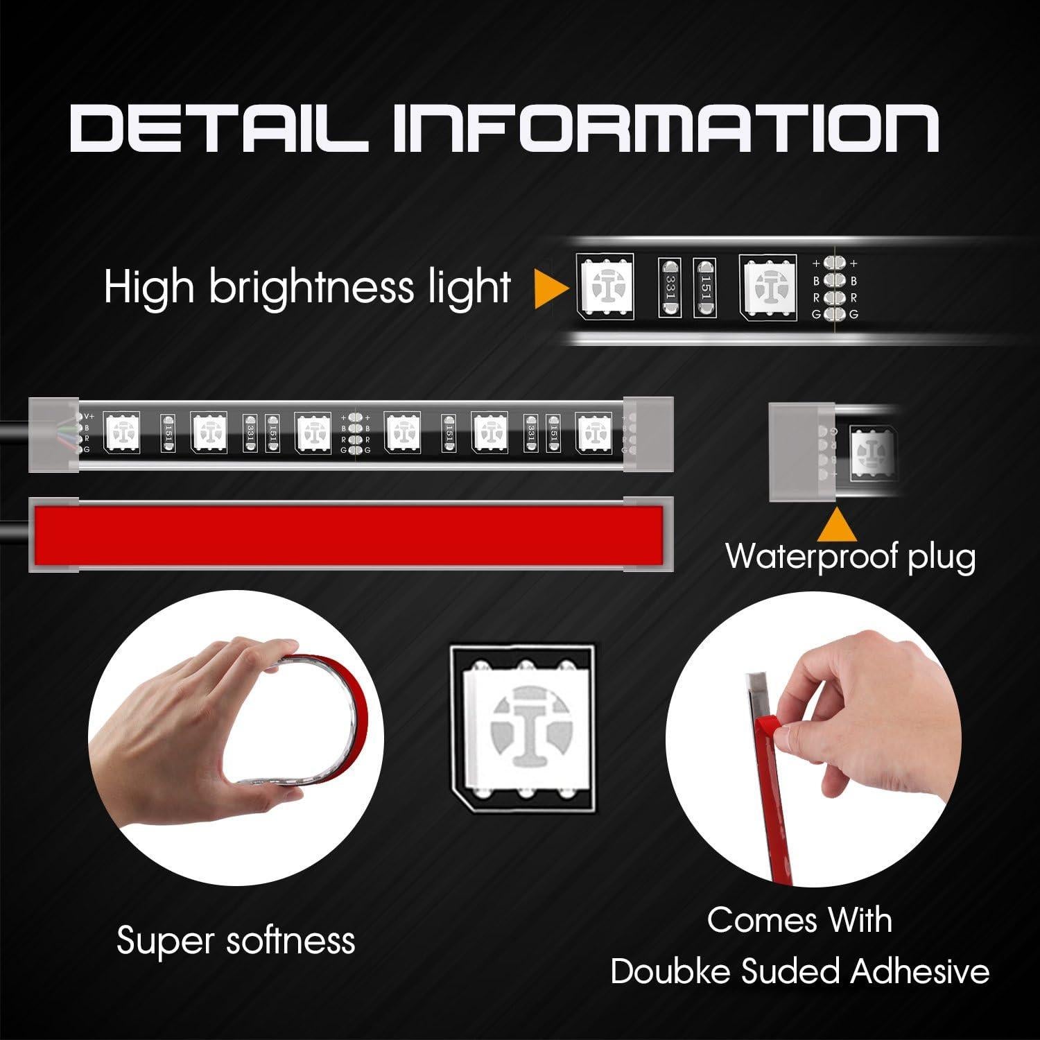 Kit de Iluminación LED Multicolor Sunpie para Motocicleta 16 Pcs