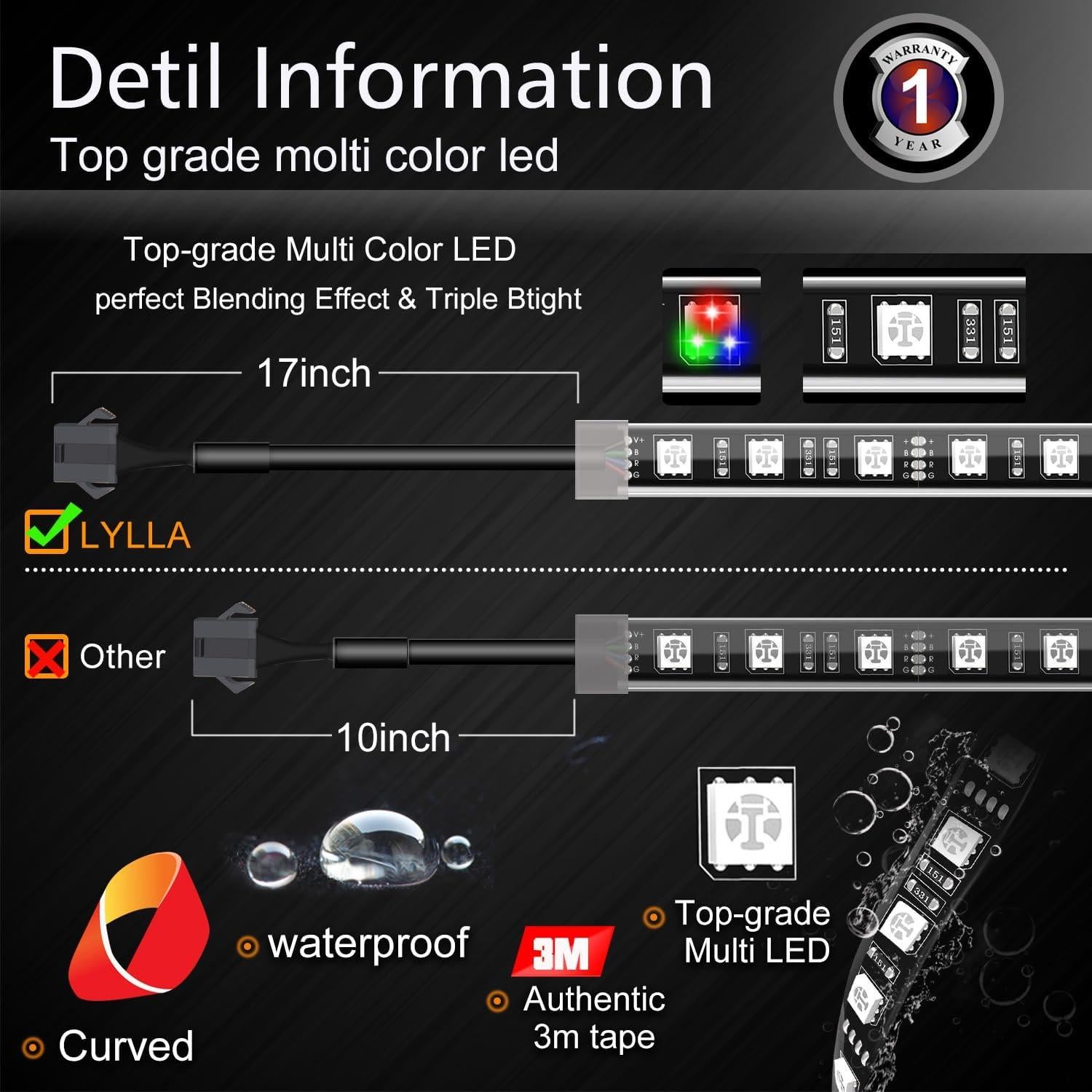 Kit de Iluminación LED Multicolor Sunpie para Motocicleta 16 Pcs