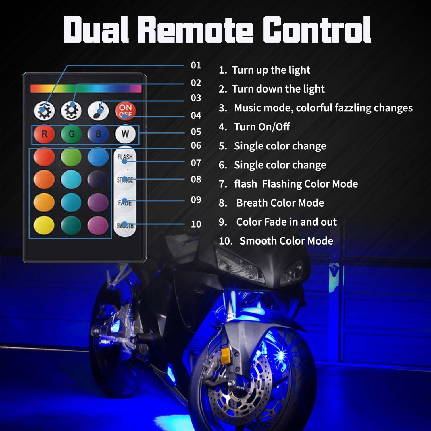 Kit de Iluminación LED Multicolor Sunpie para Motocicleta 16 Pcs