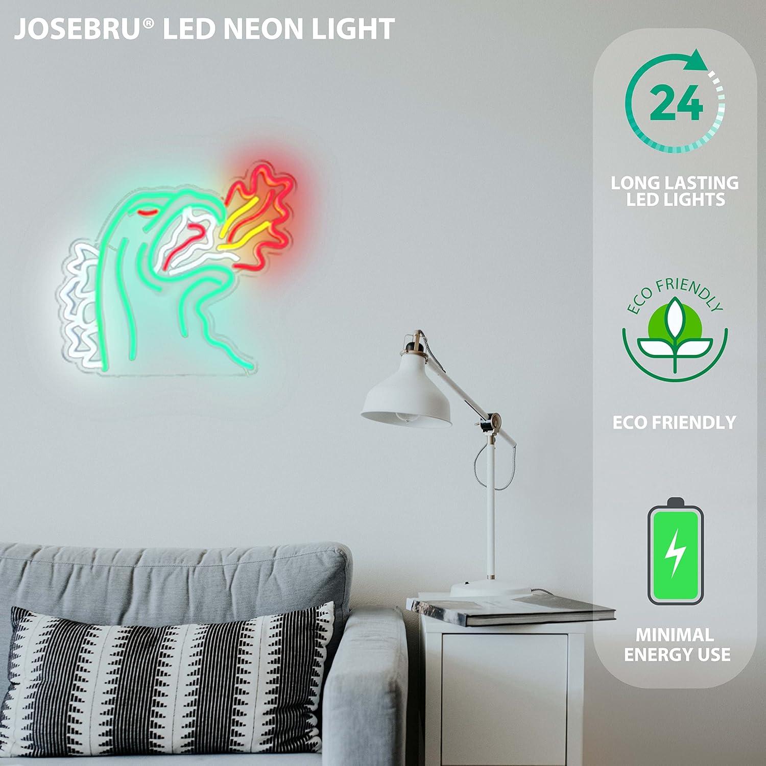 Neon Light King of The Monster Dimmable LED Neon Sign for Wall Decor Gaming Room Lights Boys Room Decor Fire-breathing Monster Neon Signs Dinosaur Neon Light