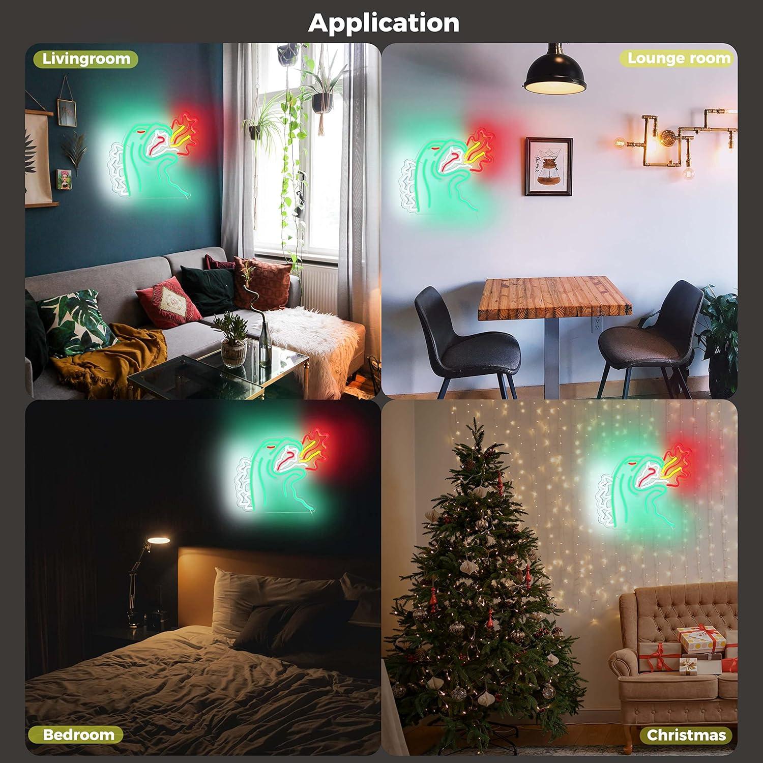 Neon Light King of The Monster Dimmable LED Neon Sign for Wall Decor Gaming Room Lights Boys Room Decor Fire-breathing Monster Neon Signs Dinosaur Neon Light