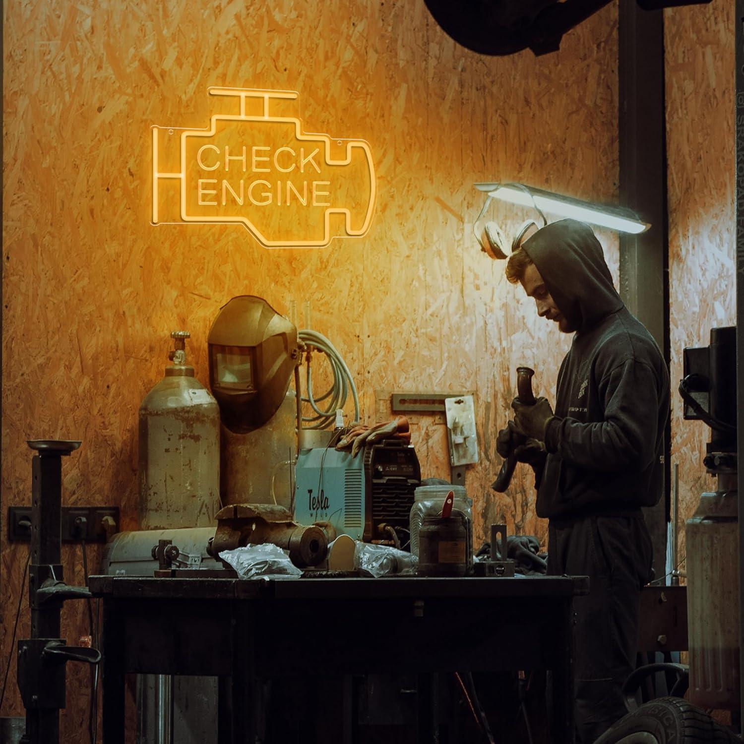 Luz de Neón Check Engine Kavaas LED para Garaje 39.9x29cm