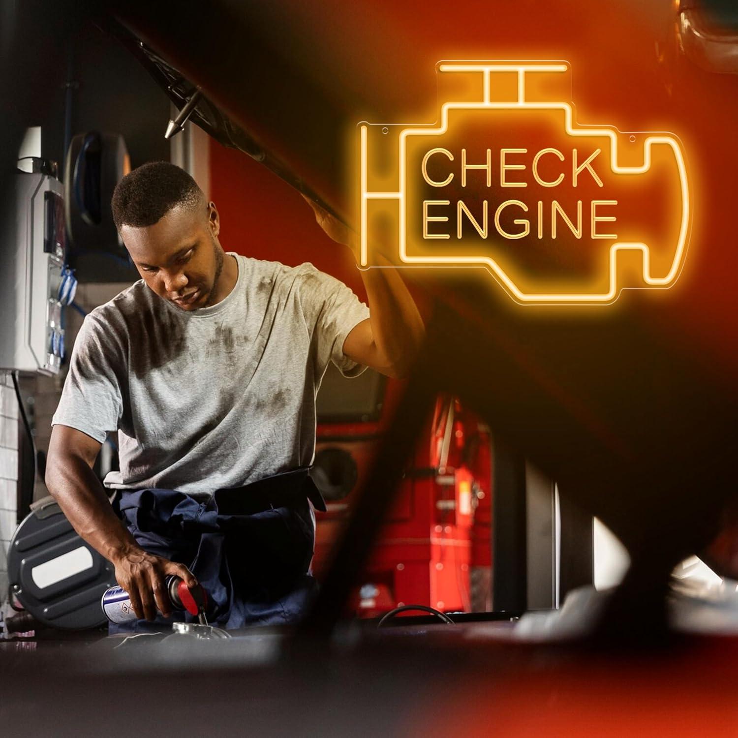 Luz de Neón Check Engine Kavaas LED para Garaje 39.9x29cm