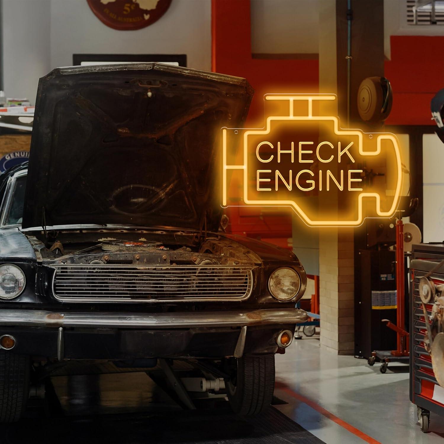 Luz de Neón Check Engine Kavaas LED para Garaje 39.9x29cm