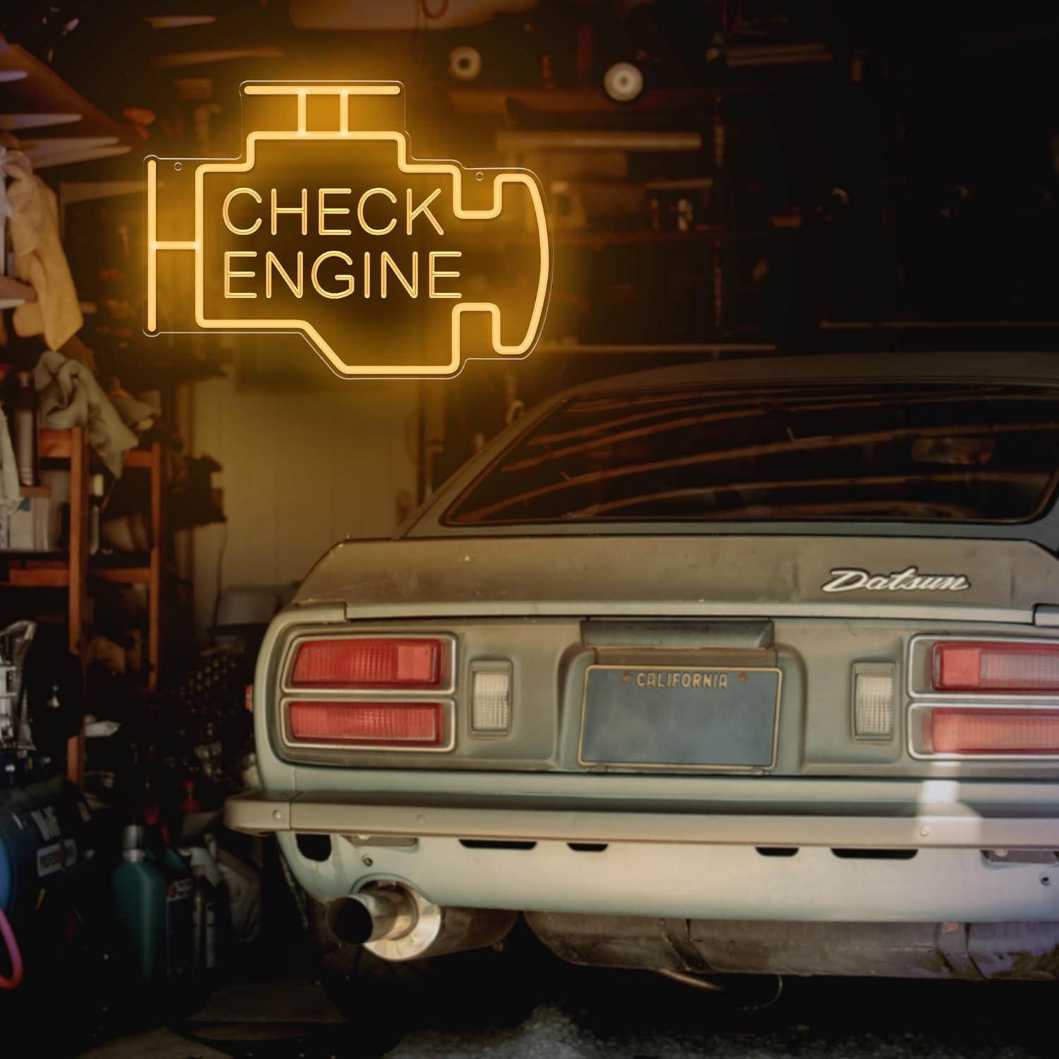 Luz de Neón Check Engine Kavaas LED para Garaje 39.9x29cm
