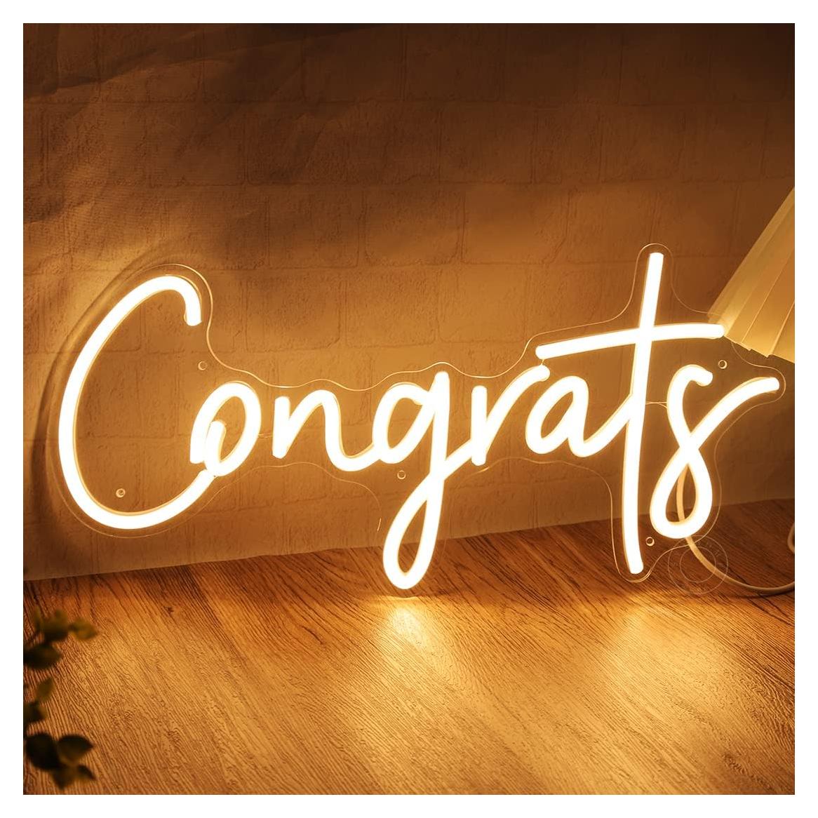 Letrero de Luz de Neón LED SYLHOME Felicitaciones 40x19 cm USB