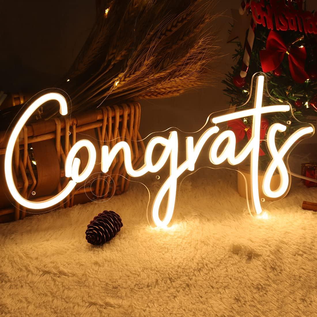Letrero de Luz de Neón LED SYLHOME Felicitaciones 40x19 cm USB