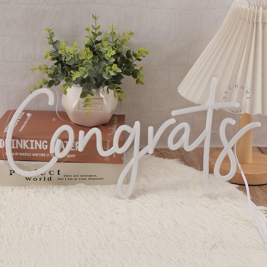 Letrero de Luz de Neón LED SYLHOME Felicitaciones 40x19 cm USB