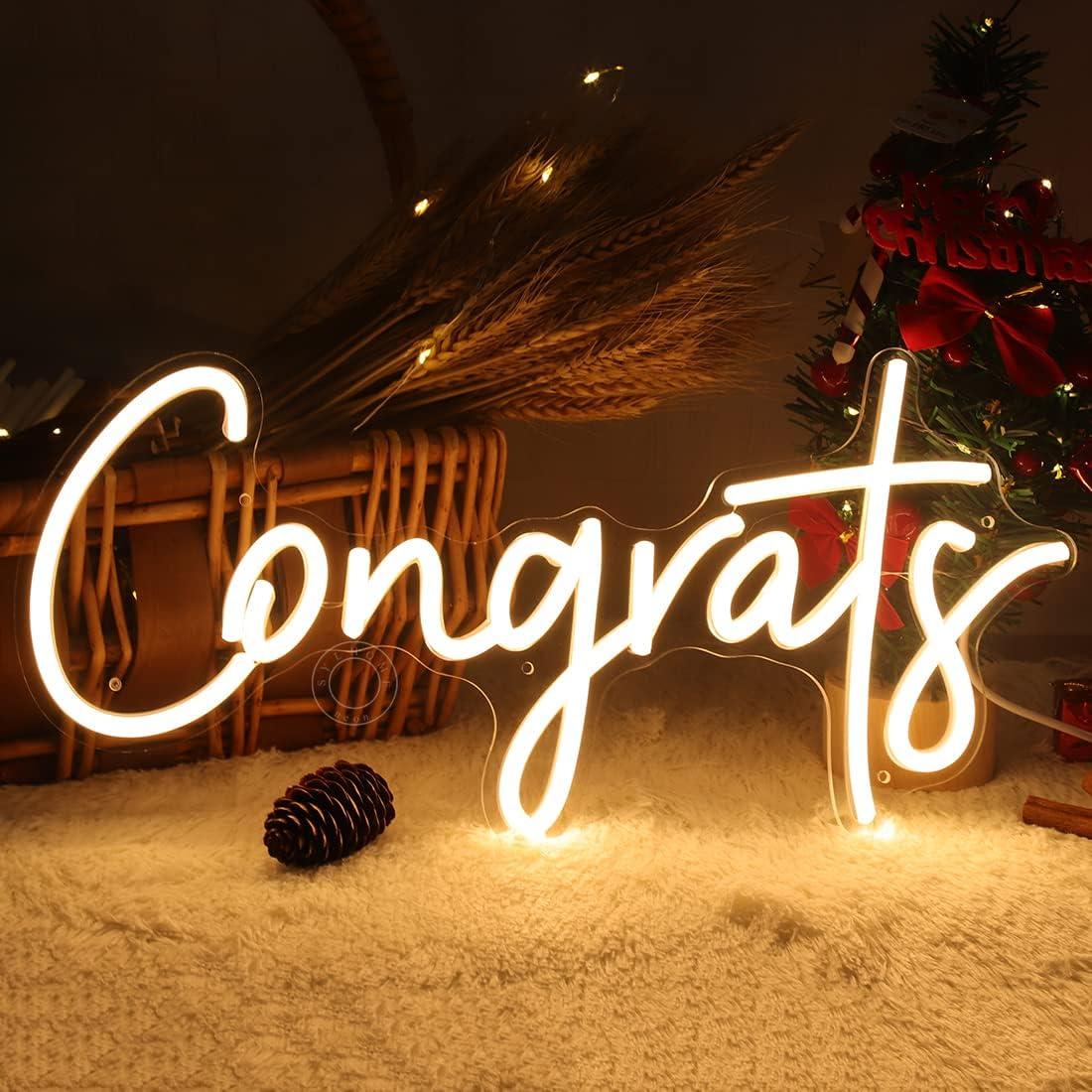 Letrero de Luz de Neón LED SYLHOME Felicitaciones 40x19 cm USB