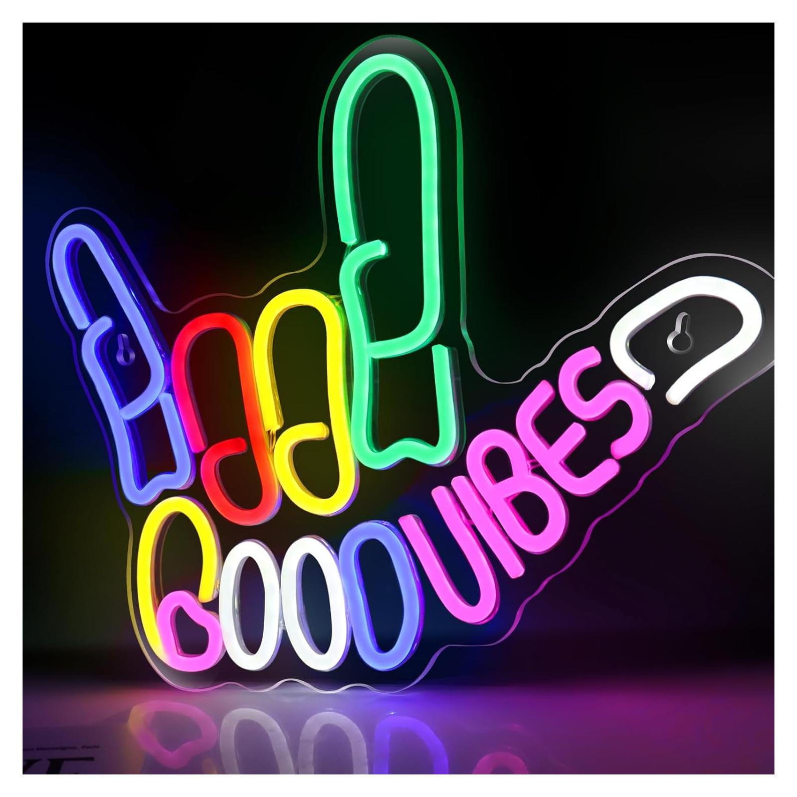 Letrero de Neón Buenas Vibras Jiasi LED Dimmable 43x33cm