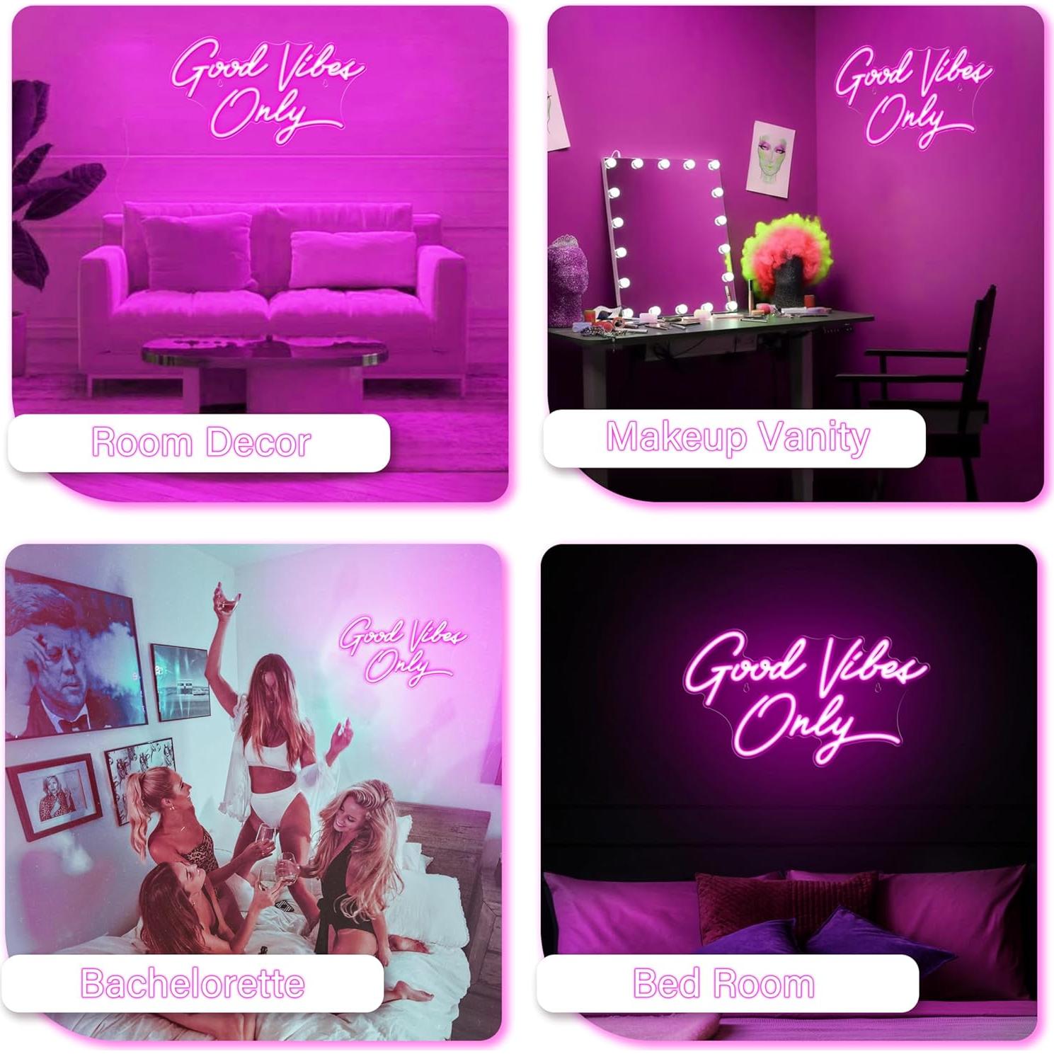 Luz Neón Rosa Buenas Vibras Solo Kavaas 44.9x25.1cm