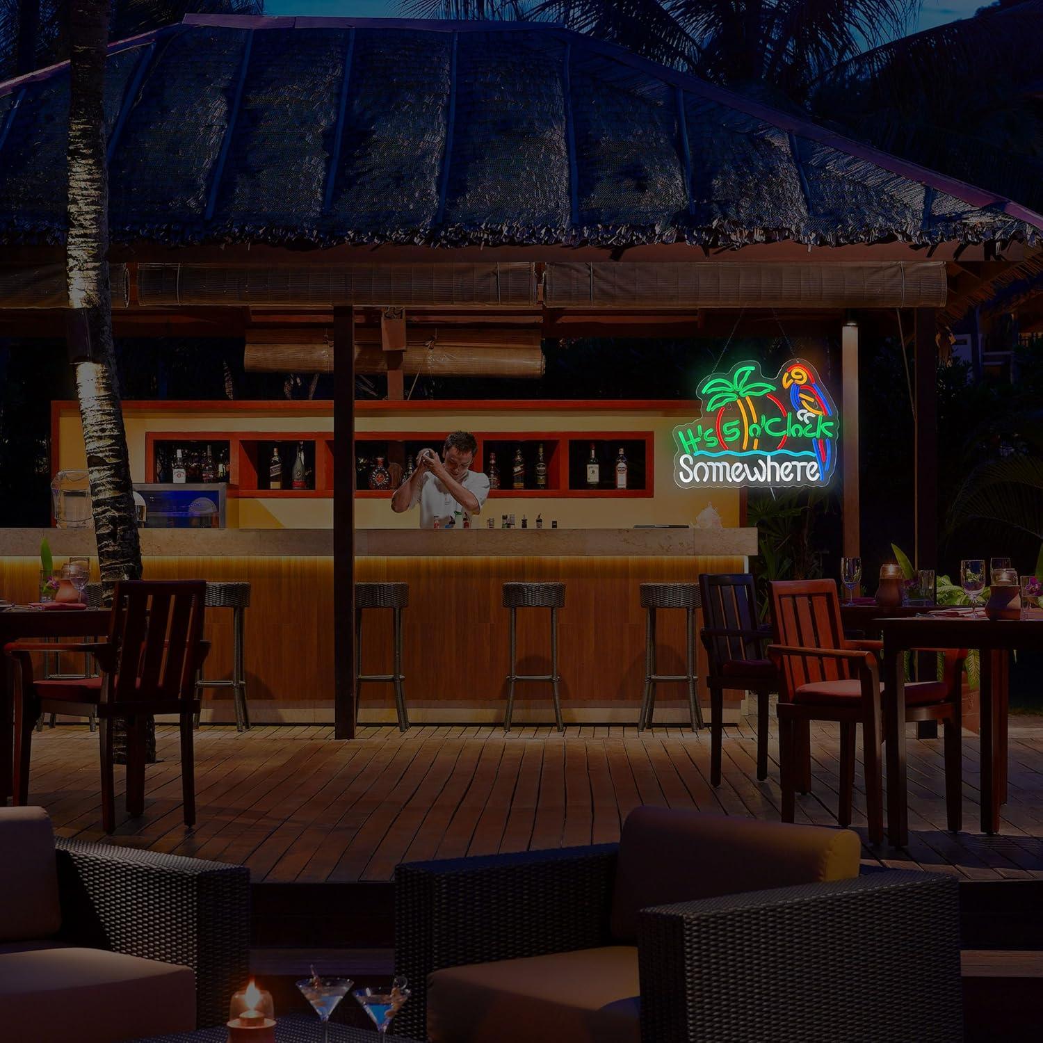 Letrero de Neón ZODZ 'Son las 5 en algún lugar' LED 42x32 cm