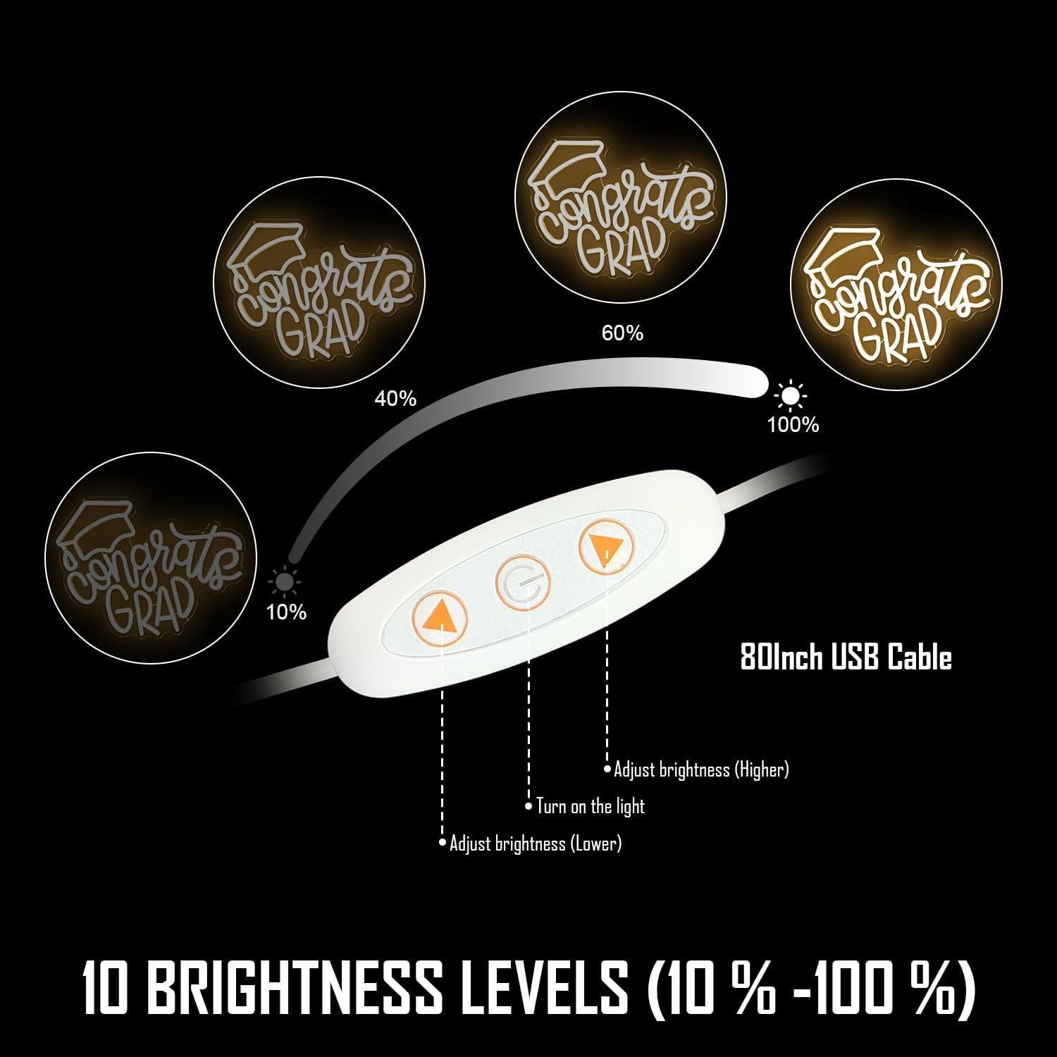 Cartel Neón LED Congrats Grad CinsYarn 30x10 cm Decoración