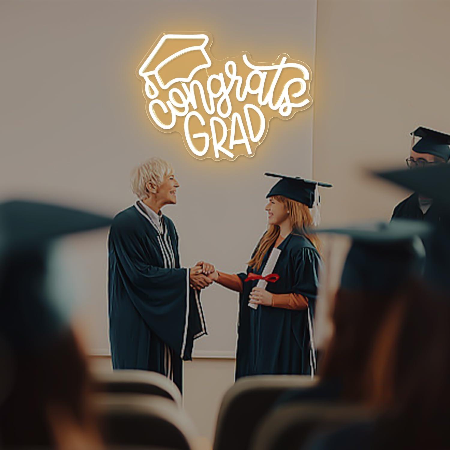 Cartel Neón LED Congrats Grad CinsYarn 30x10 cm Decoración