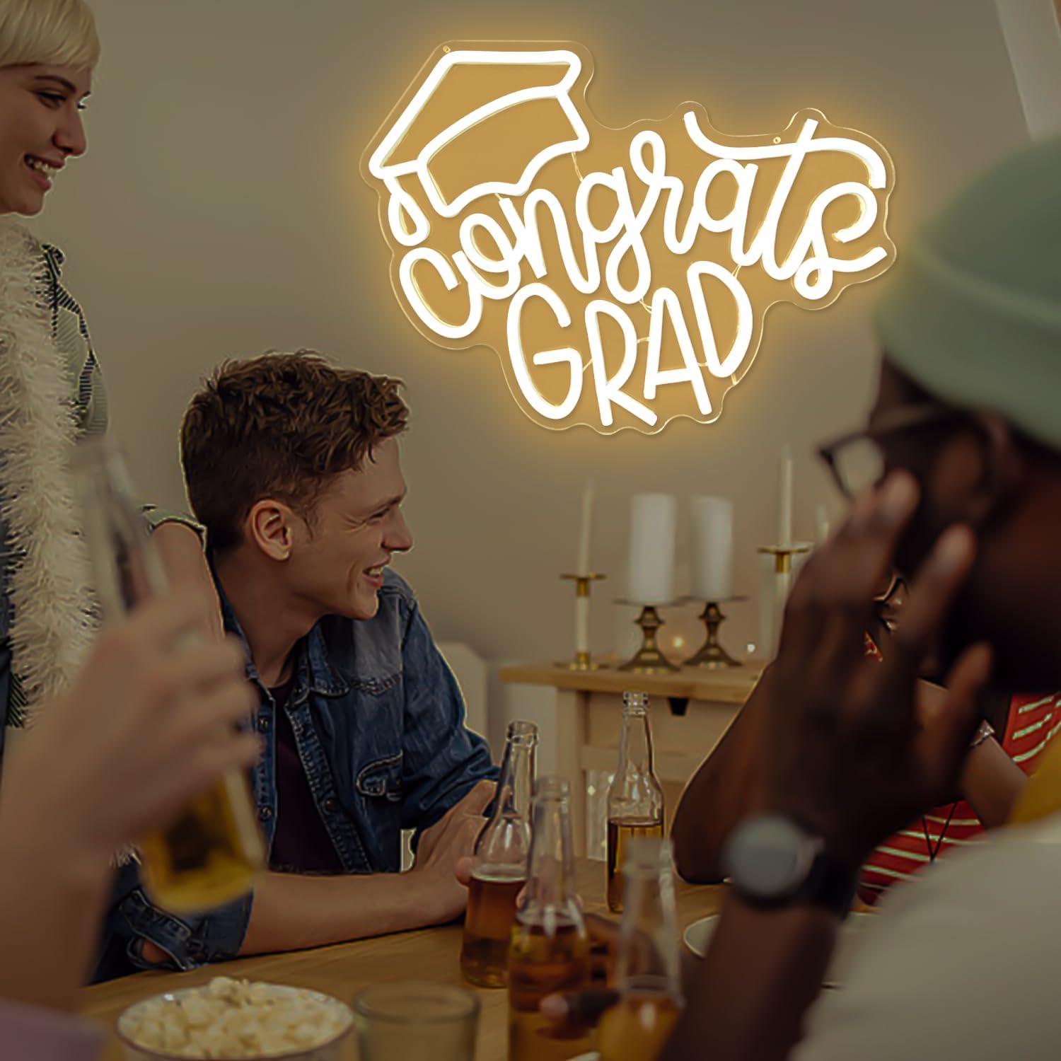 Cartel Neón LED Congrats Grad CinsYarn 30x10 cm Decoración