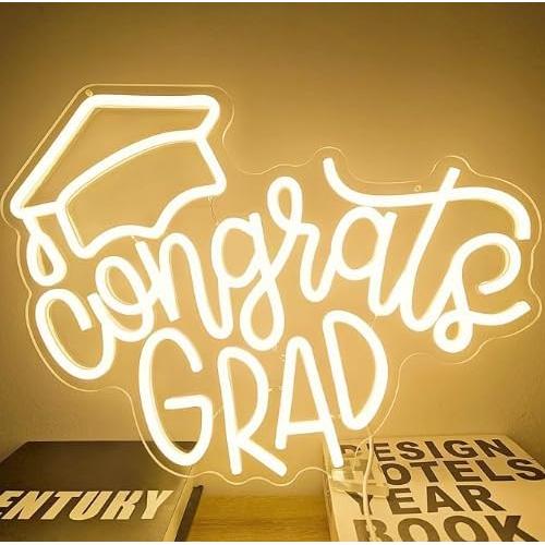 Cartel Neón LED Congrats Grad CinsYarn 30x10 cm Decoración