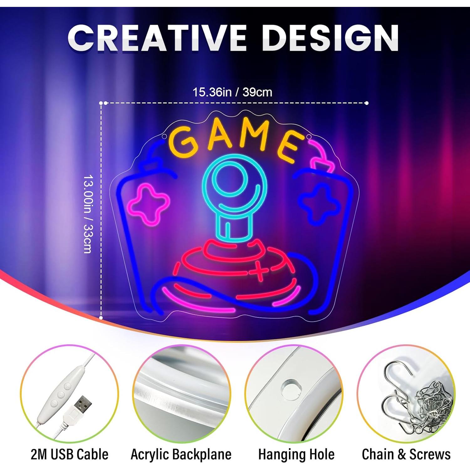 Luz de Neón Joystick Gamer Wootfairy 39x35cm Regulable