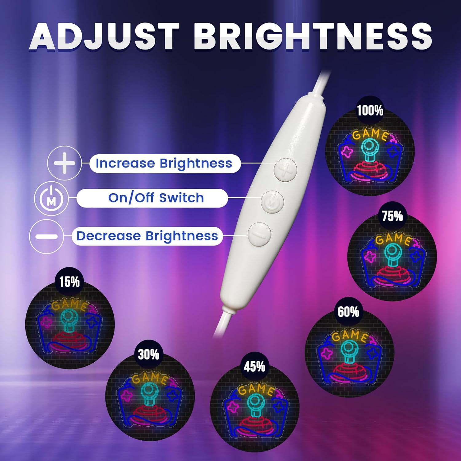 Luz de Neón Joystick Gamer Wootfairy 39x35cm Regulable