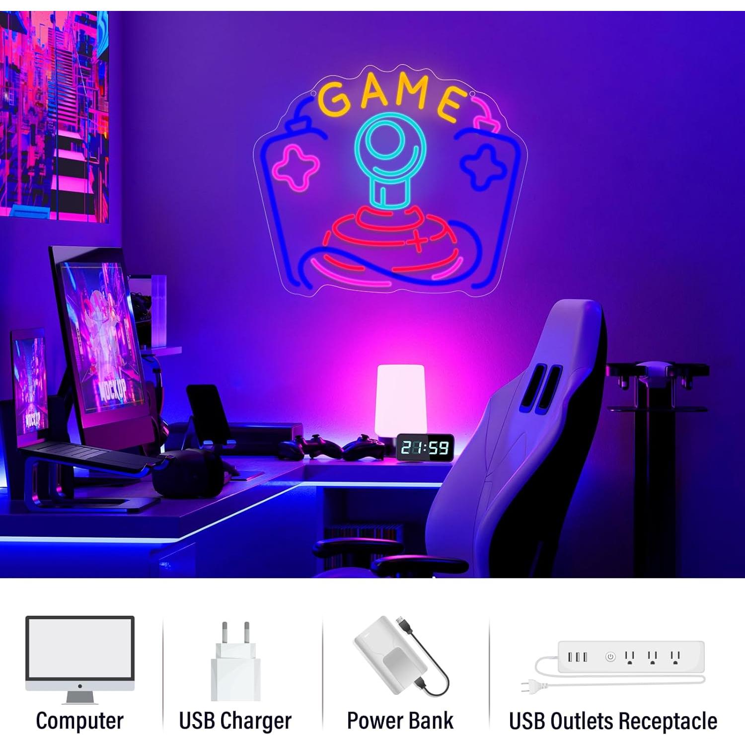 Luz de Neón Joystick Gamer Wootfairy 39x35cm Regulable