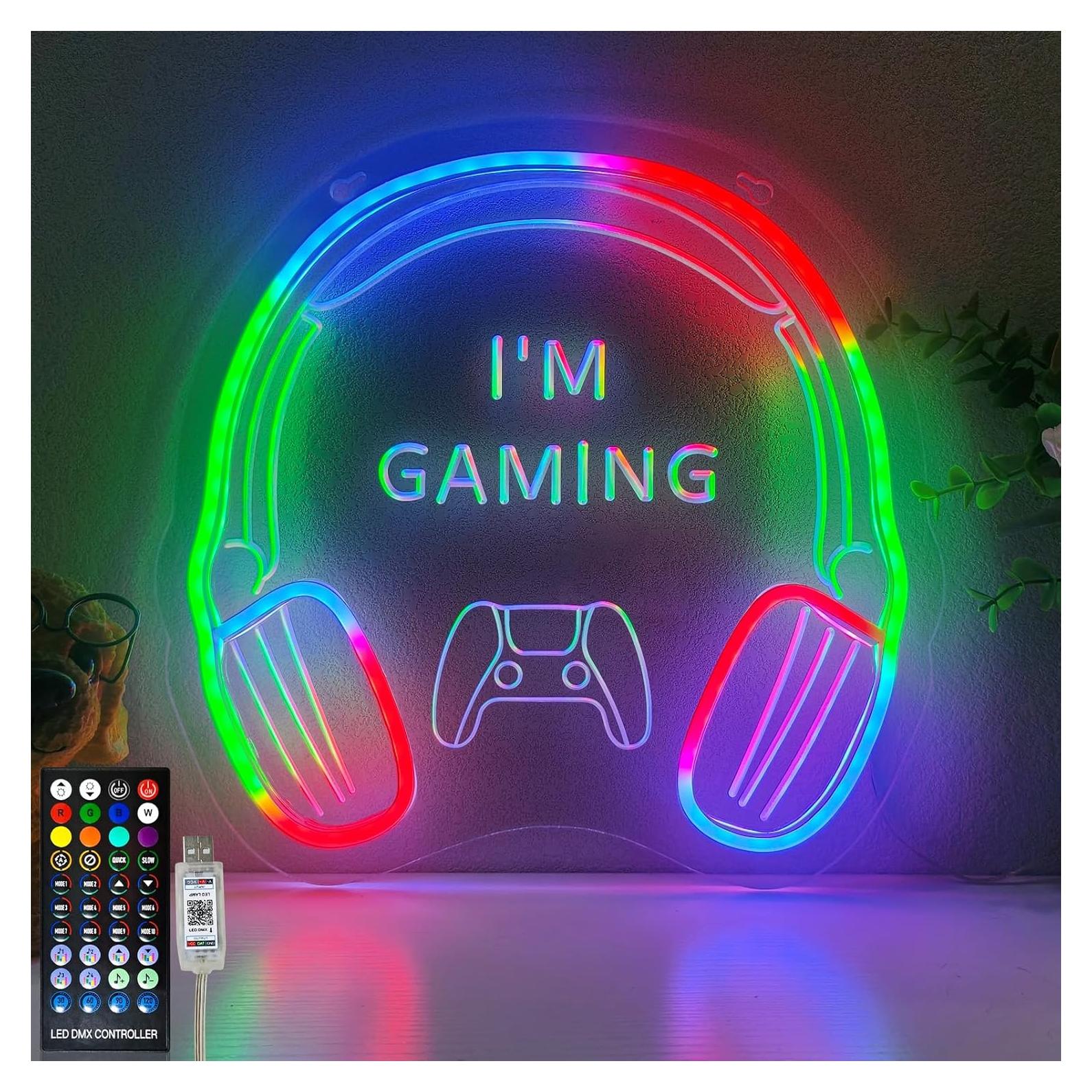 Cartel Neón Gaming Eeutiwe con Control APP y Remoto 31.8x31.1cm