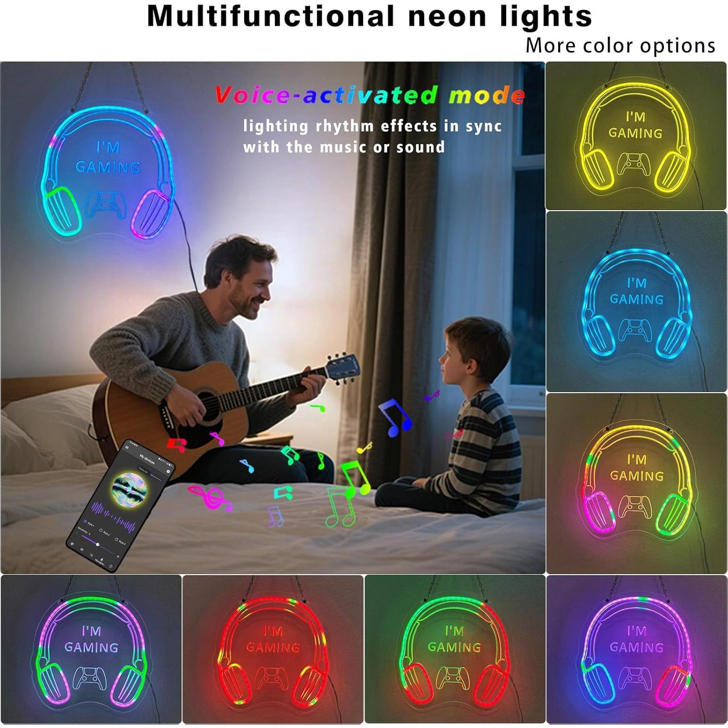 Cartel Neón Gaming Eeutiwe con Control APP y Remoto 31.8x31.1cm