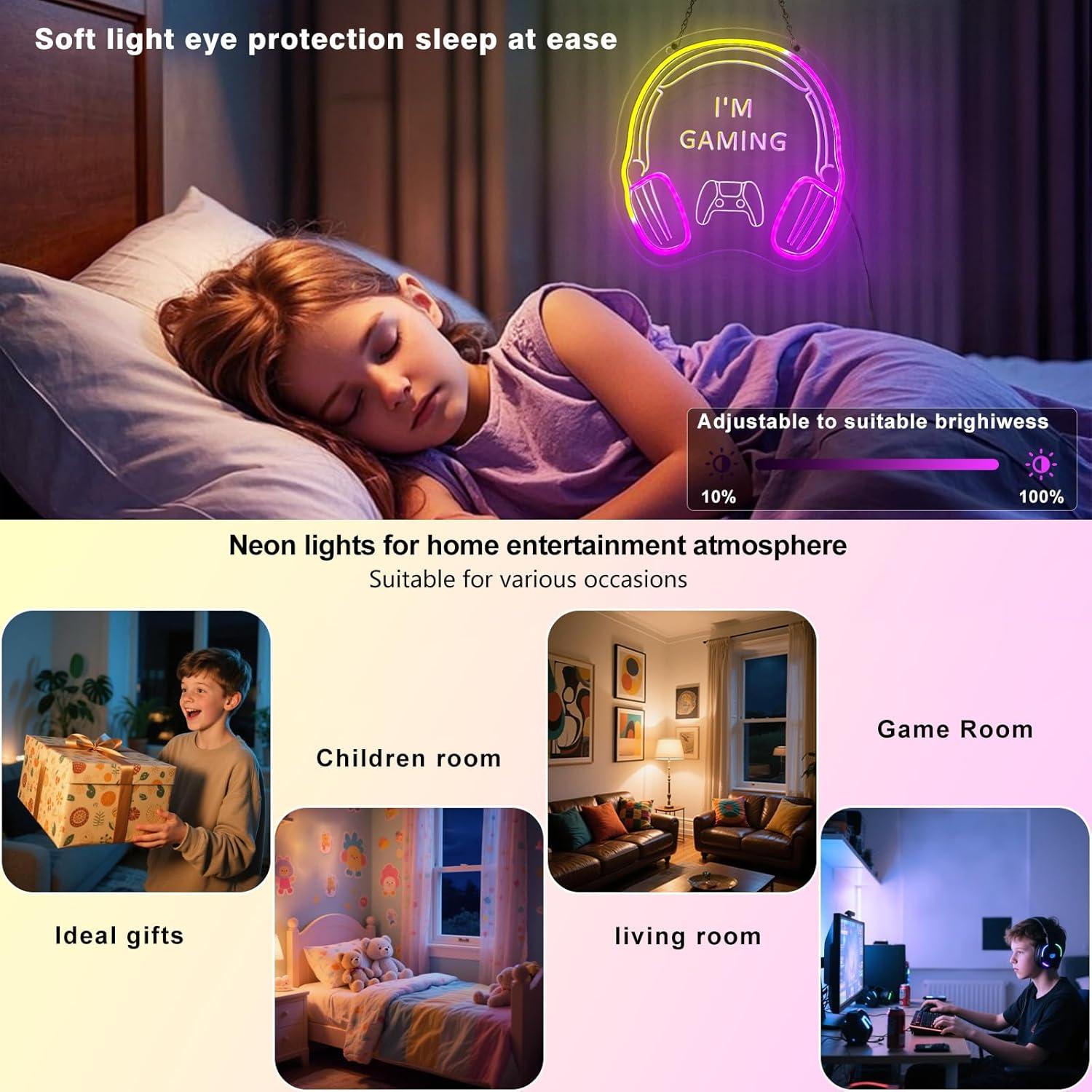 Cartel Neón Gaming Eeutiwe con Control APP y Remoto 31.8x31.1cm