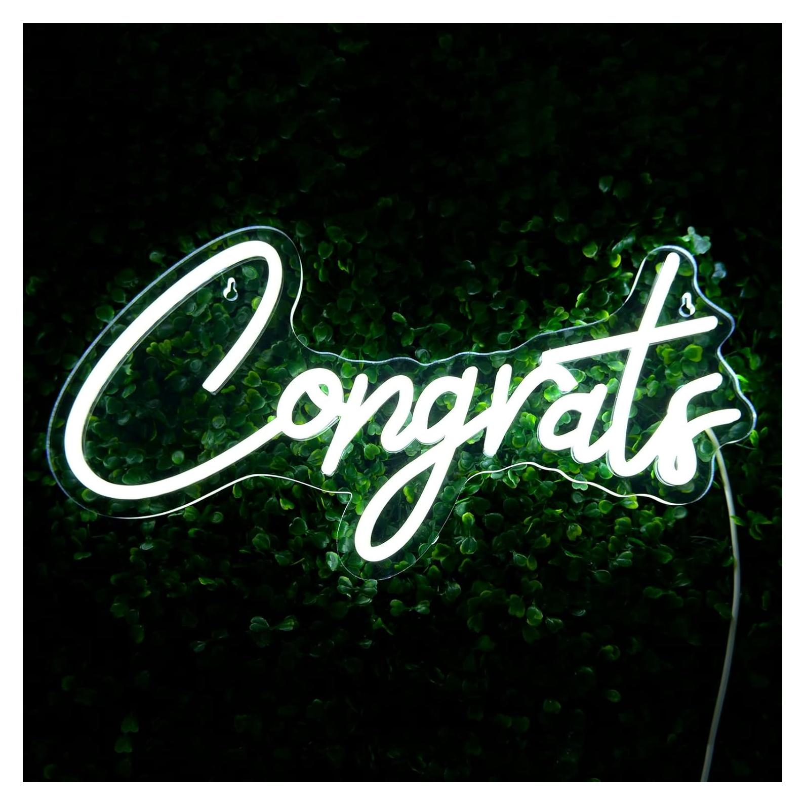 Señal de Neón LED Felicitaciones IMEGINA 45x23 cm Regulable