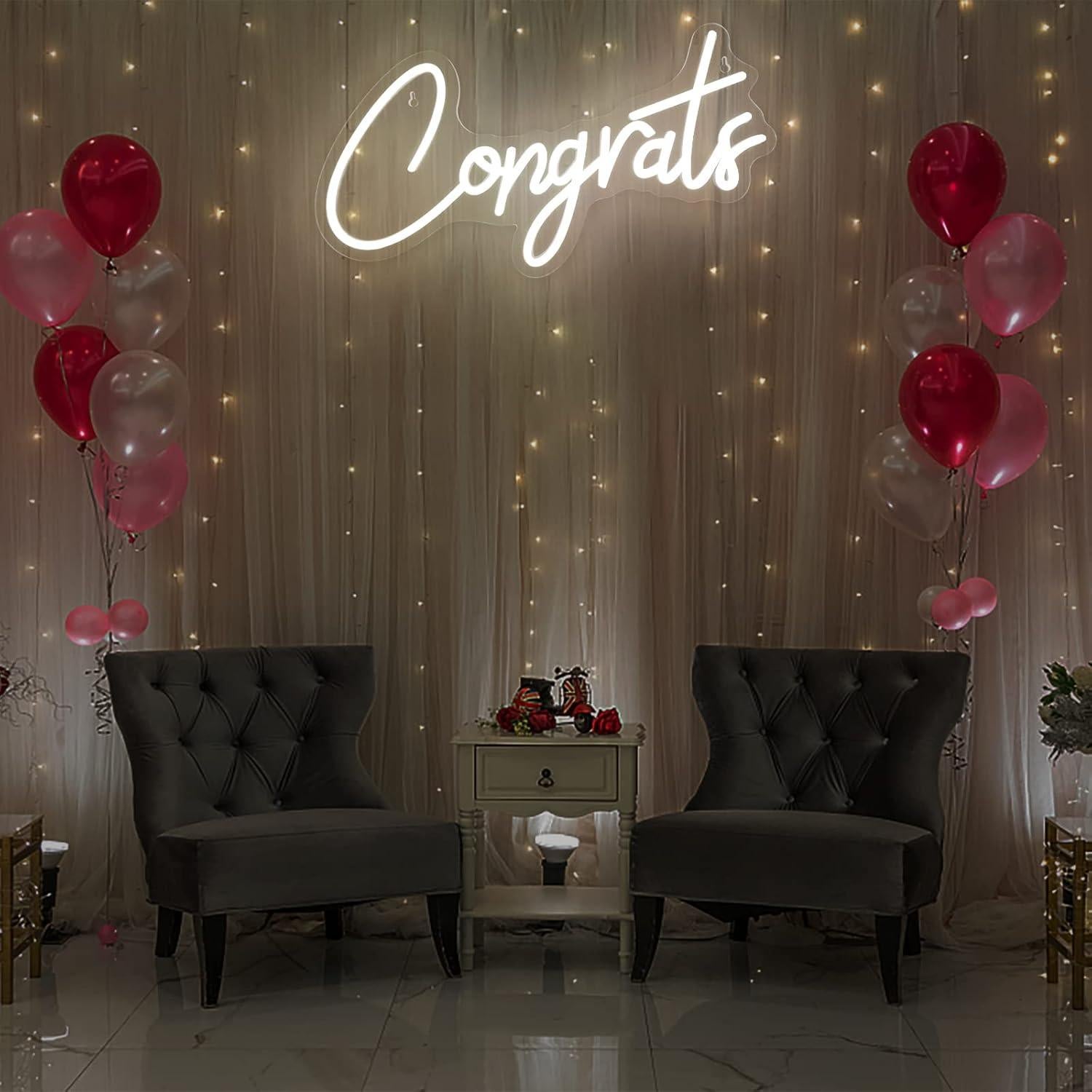 Señal de Neón LED Felicitaciones IMEGINA 45x23 cm Regulable