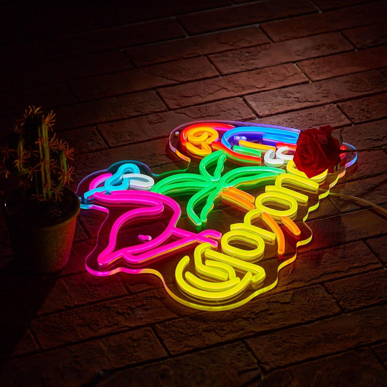 Cartel de Neón LED Flamenco y Loro 43x32 cm Dimmable SGTD