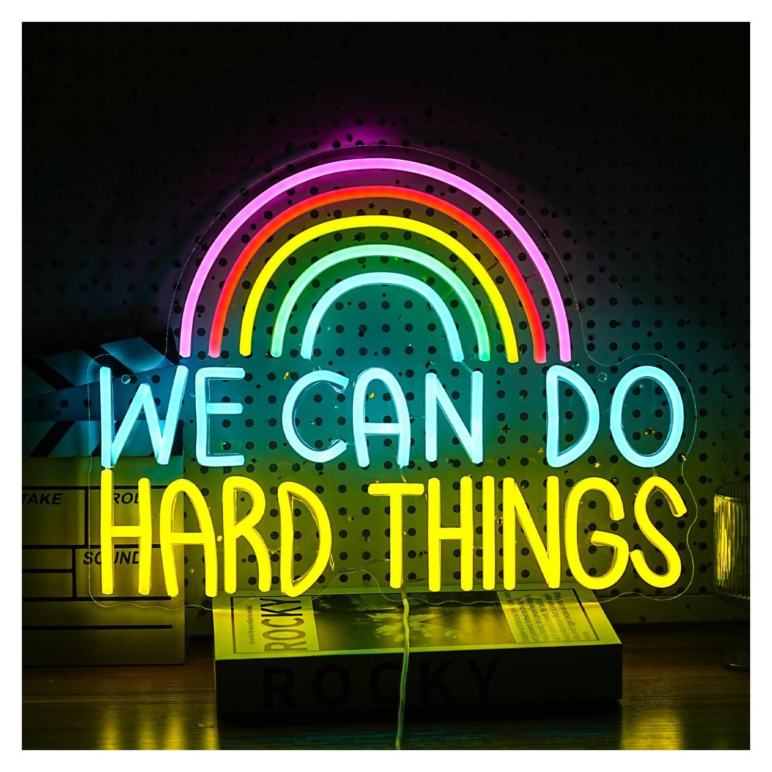 Letrero Neón LED Podemos Hacer Cosas Difíciles 41.4x31.5cm