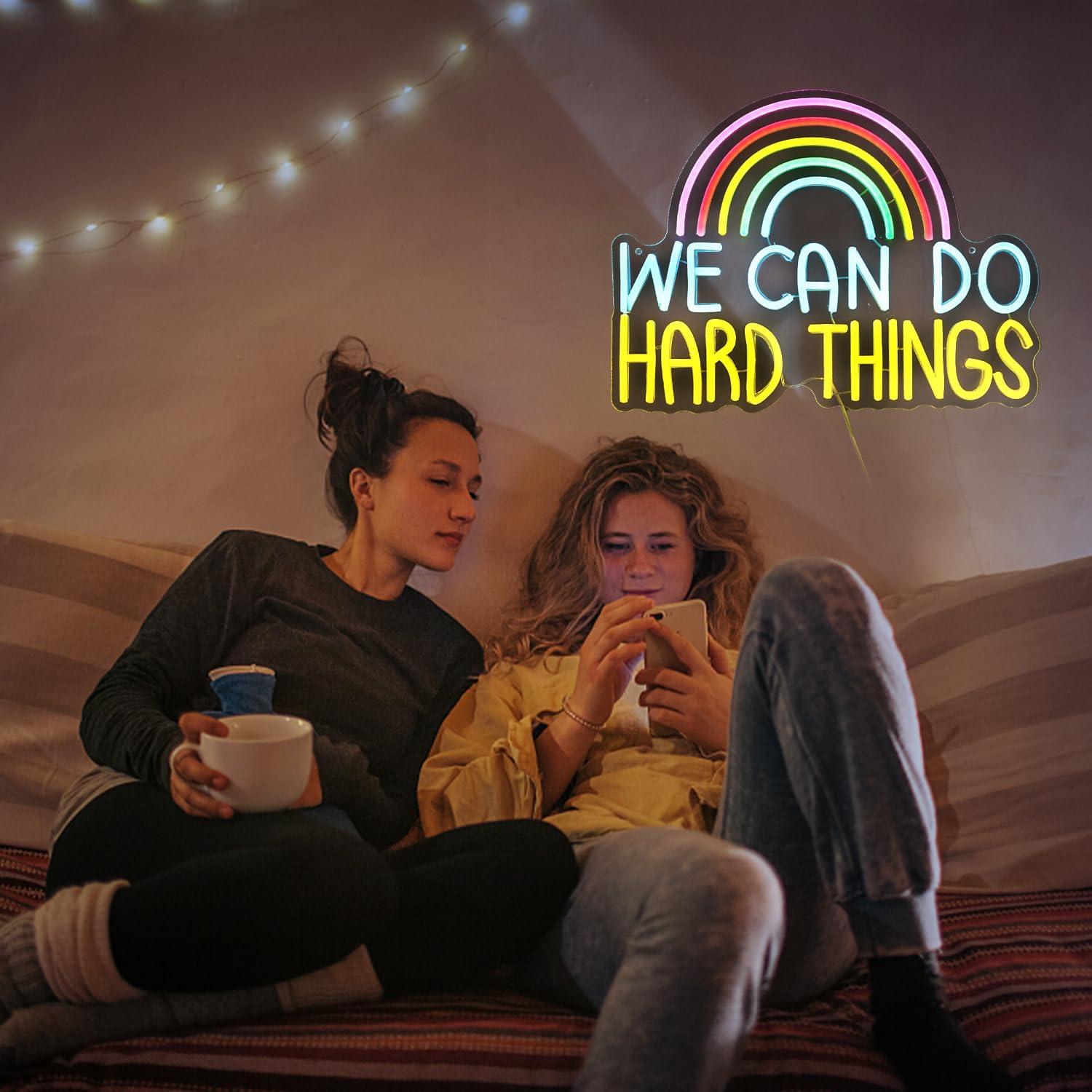 Letrero Neón LED Podemos Hacer Cosas Difíciles 41.4x31.5cm