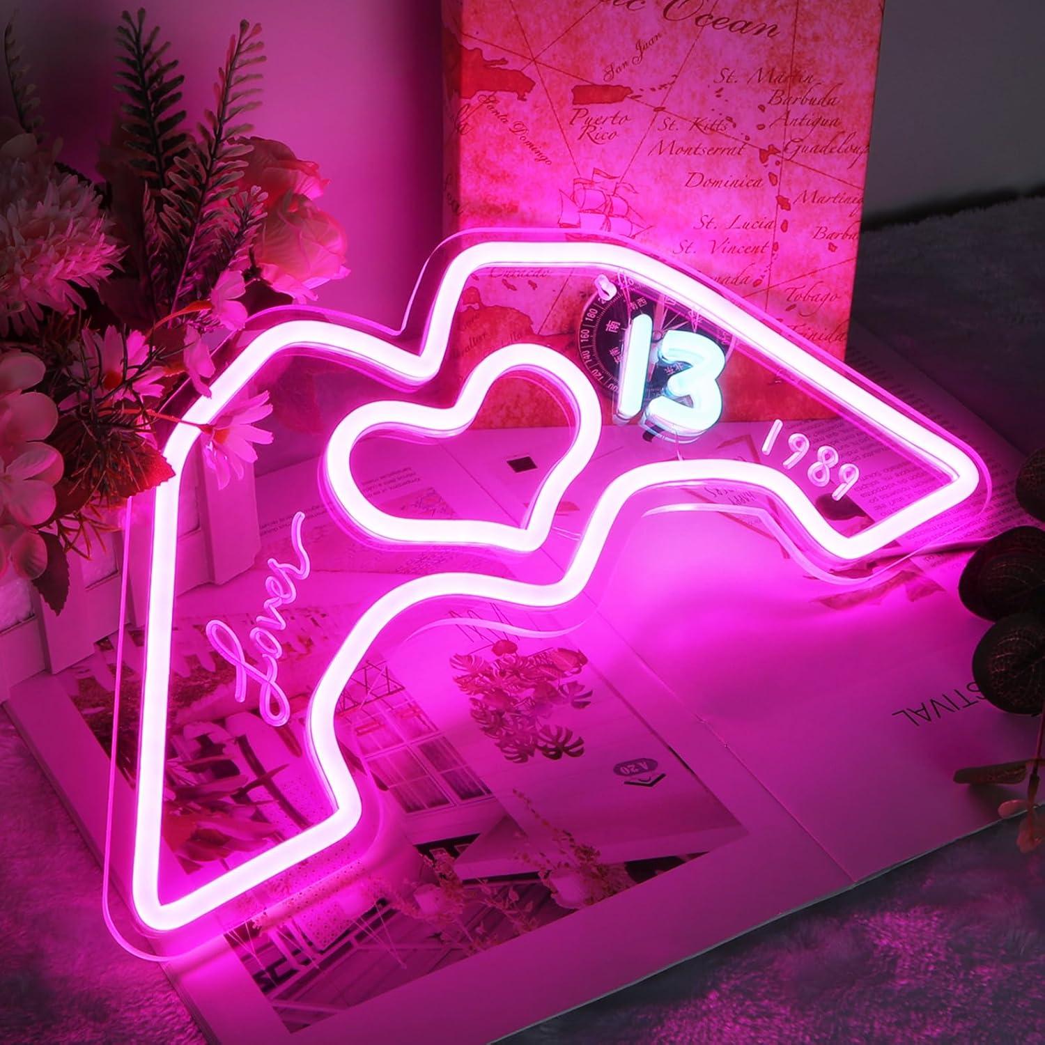 Heart Hands Neon Sign Light, Pink Neon Light Signs for Wall Decor Aesthetic, Dimmable and USB Powered Led Light for Girls Room, Bedroom, Living Room, Wedding Birthday Party Decor 15.7"