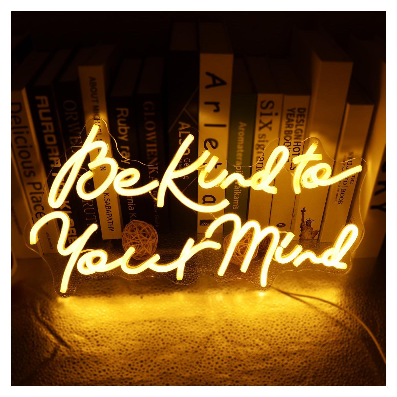 Letrero LED Neón 'Sé Amable con Tu Mente' 43x22 cm Wutrnjd