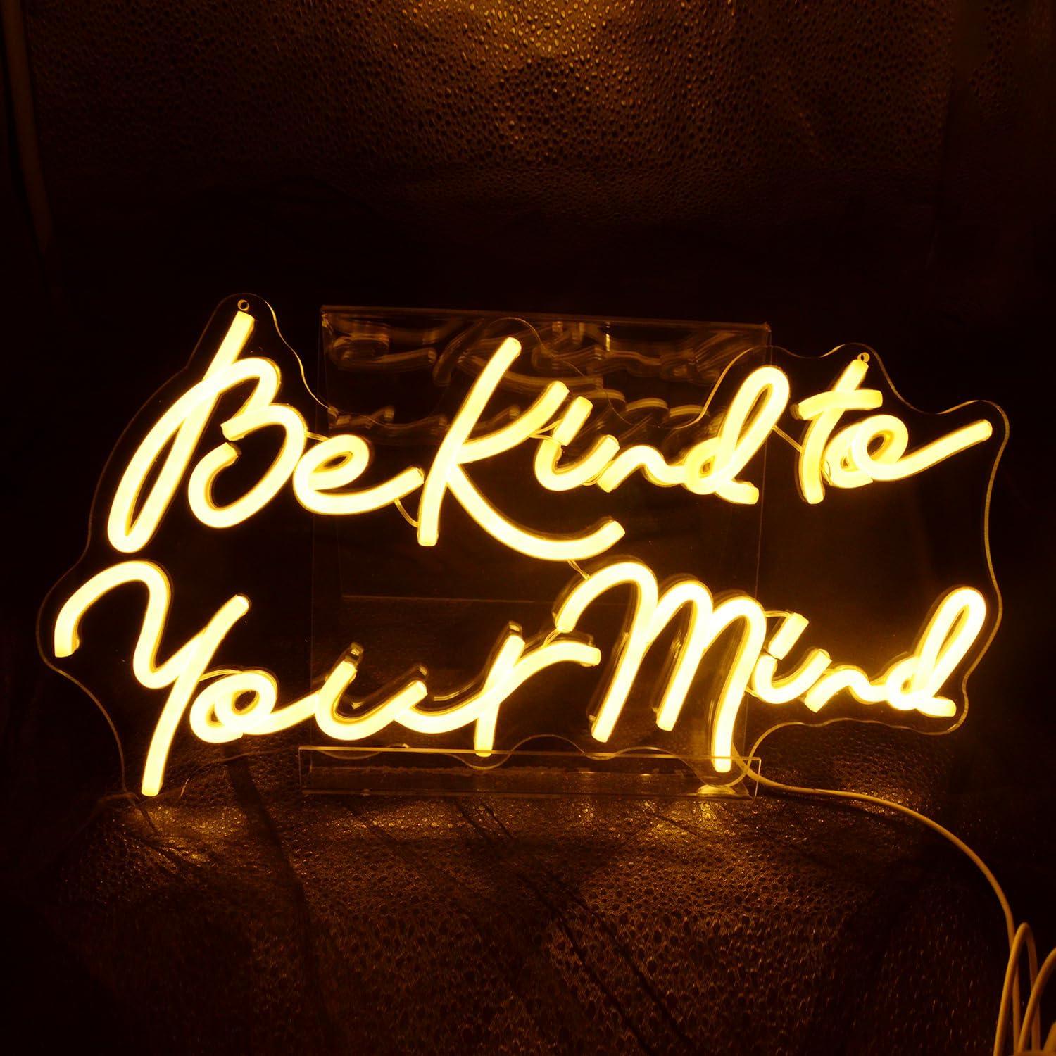 Letrero LED Neón 'Sé Amable con Tu Mente' 43x22 cm Wutrnjd