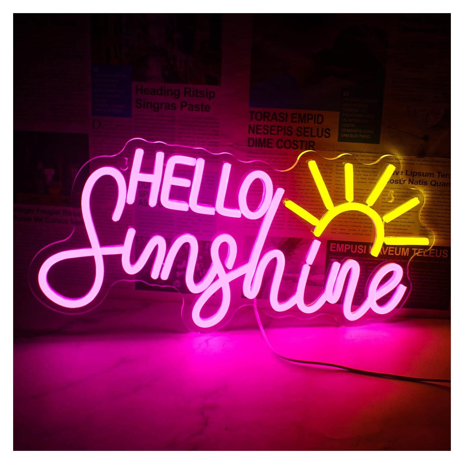 Letrero Neón Hola Sol Horseneon 22x42cm Decoración Pared