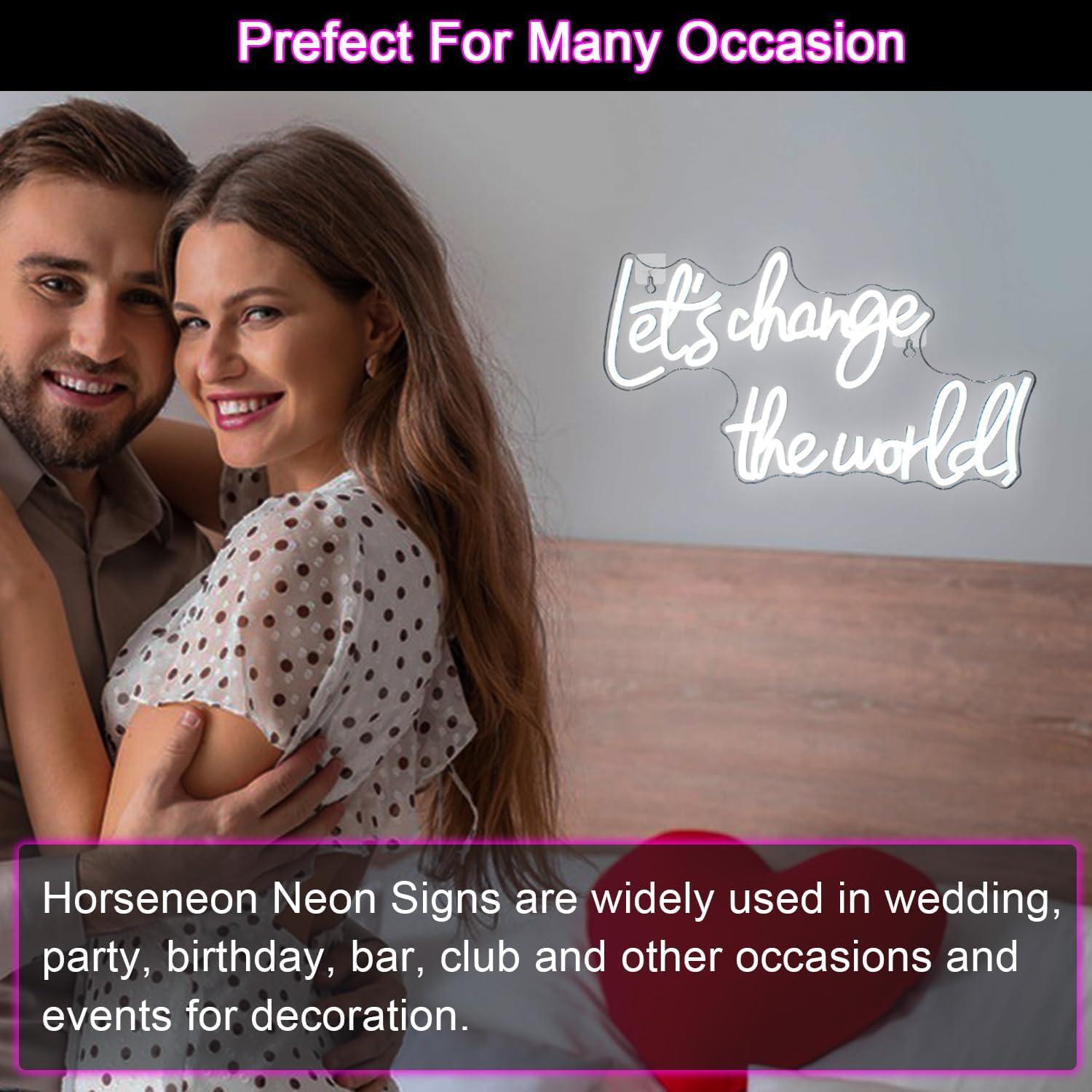 Letrero de Neón Horseneon 'Le damos un cambio al mundo' 29x43cm