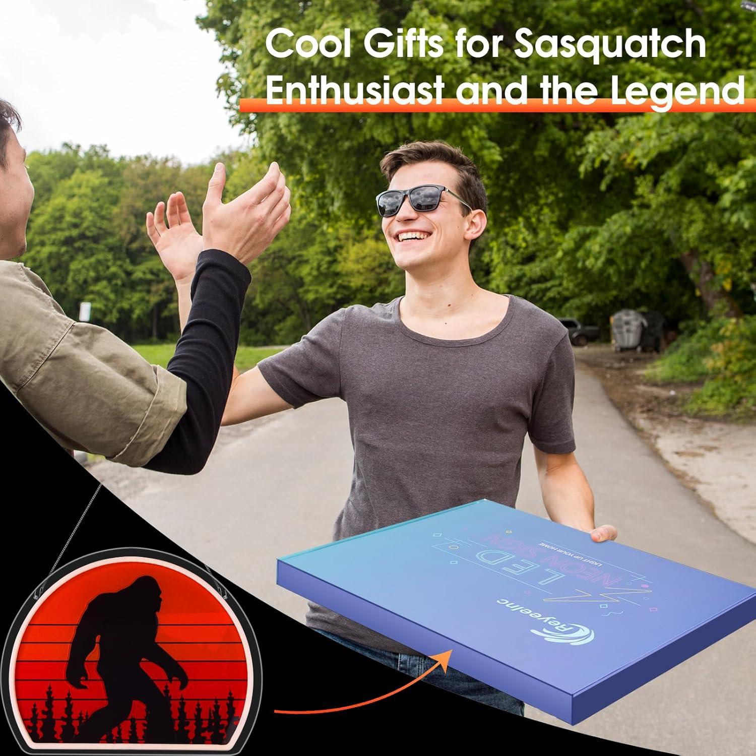 Christmas Gifts for Men Bigfoot Neon Sign, Bright USB Powered Sasquatch Neon Lights Sign and Unique UV Printed Funny Big Foot Sasquatch Gifts for Men Women Adults Kids Bigfoot Lovers Wall Art Decors