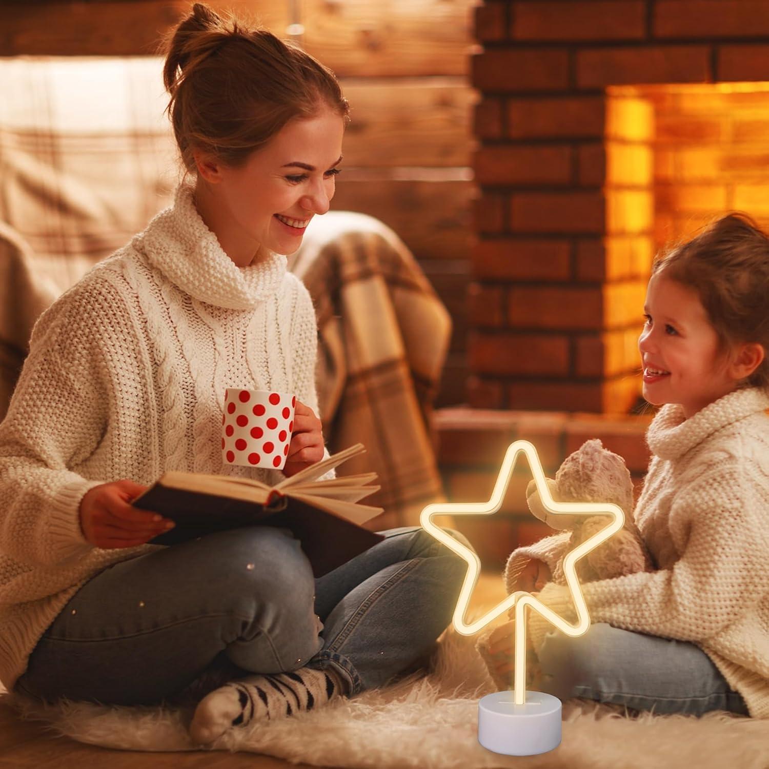 Luz de Neón Estrella AurGun LED Blanca Cálida Recargable