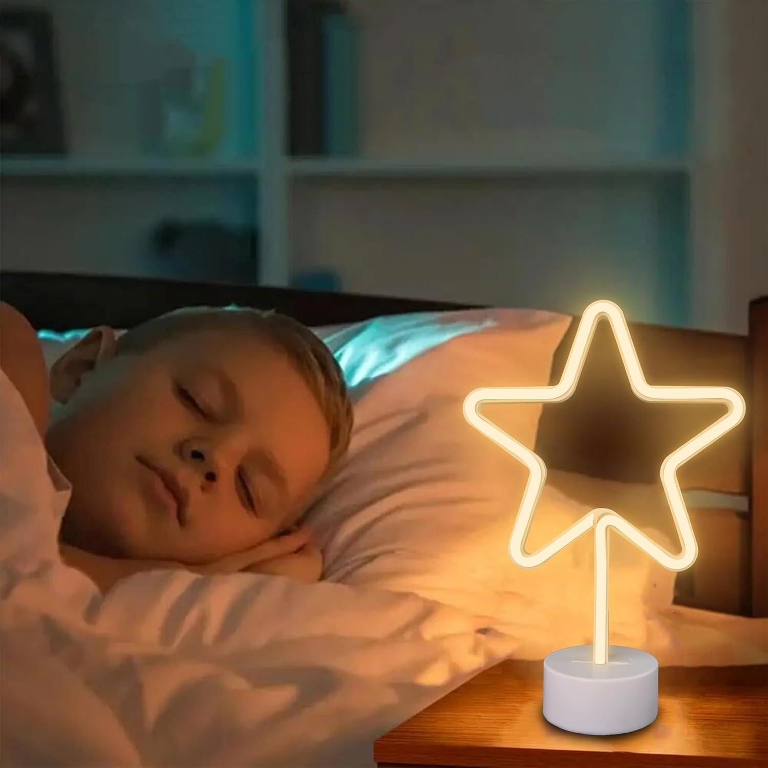 Luz de Neón Estrella AurGun LED Blanca Cálida Recargable