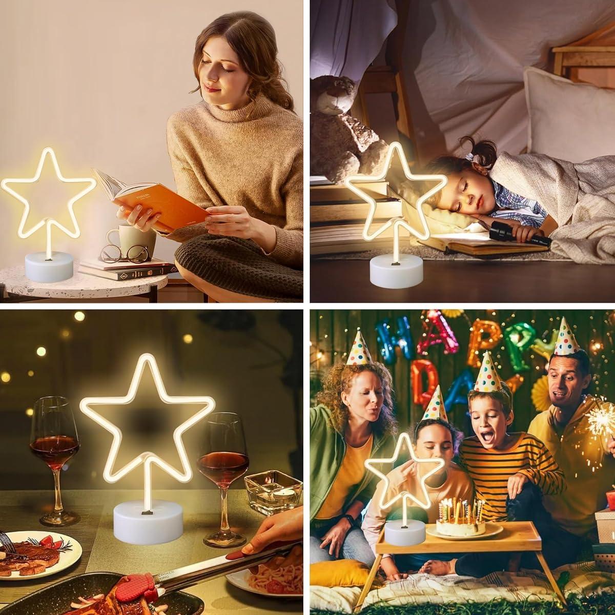 Luz de Neón Estrella AurGun LED Blanca Cálida Recargable