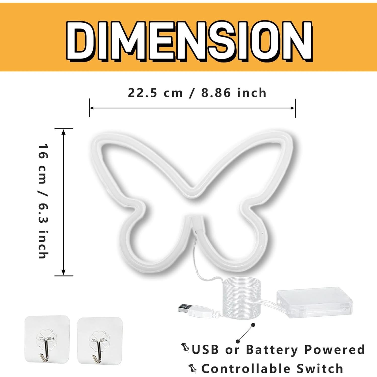 Luz de Neón Mariposa LED TT·SSTIE - Decoración Rosa 22.5x16cm