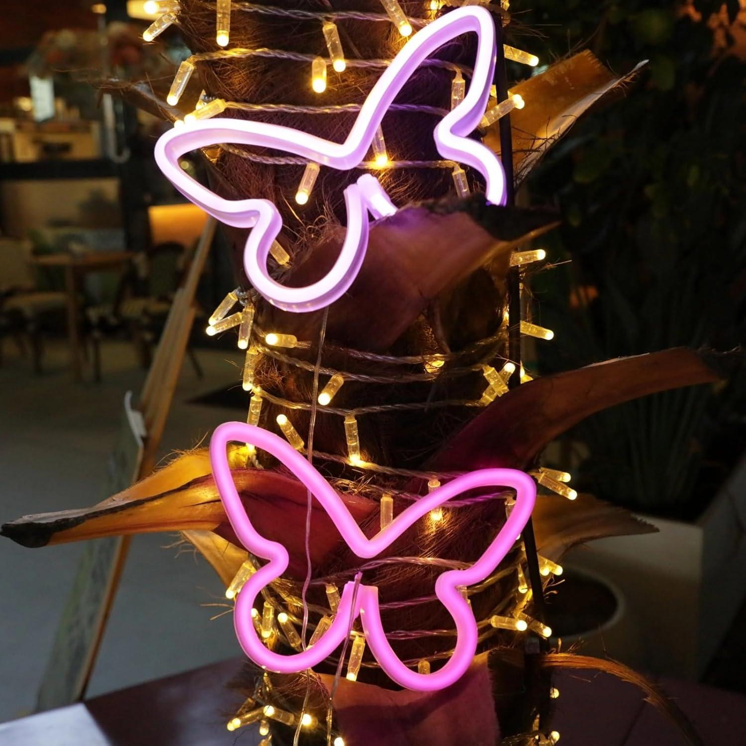 Luz de Neón Mariposa LED TT·SSTIE - Decoración Rosa 22.5x16cm