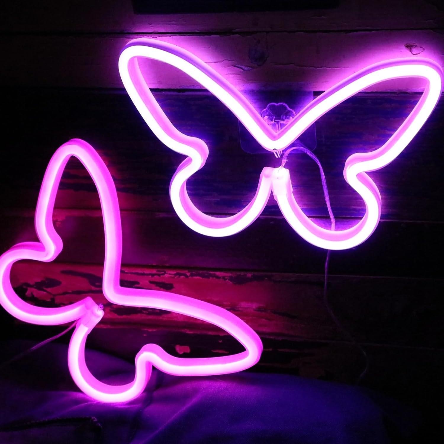 Luz de Neón Mariposa LED TT·SSTIE - Decoración Rosa 22.5x16cm