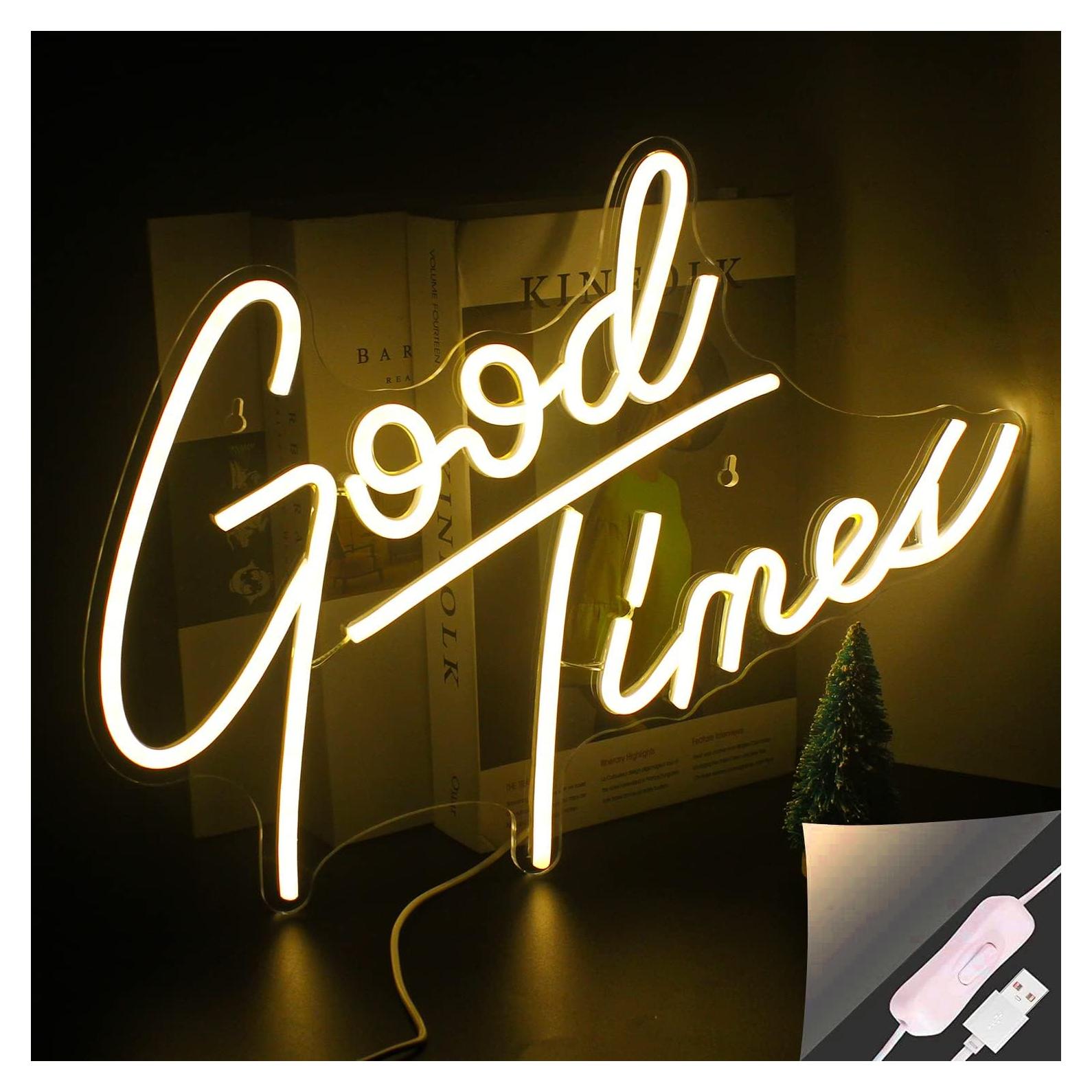 Señal de Neón Looklight Buenas Tiempos 32.9x40 cm LED USB