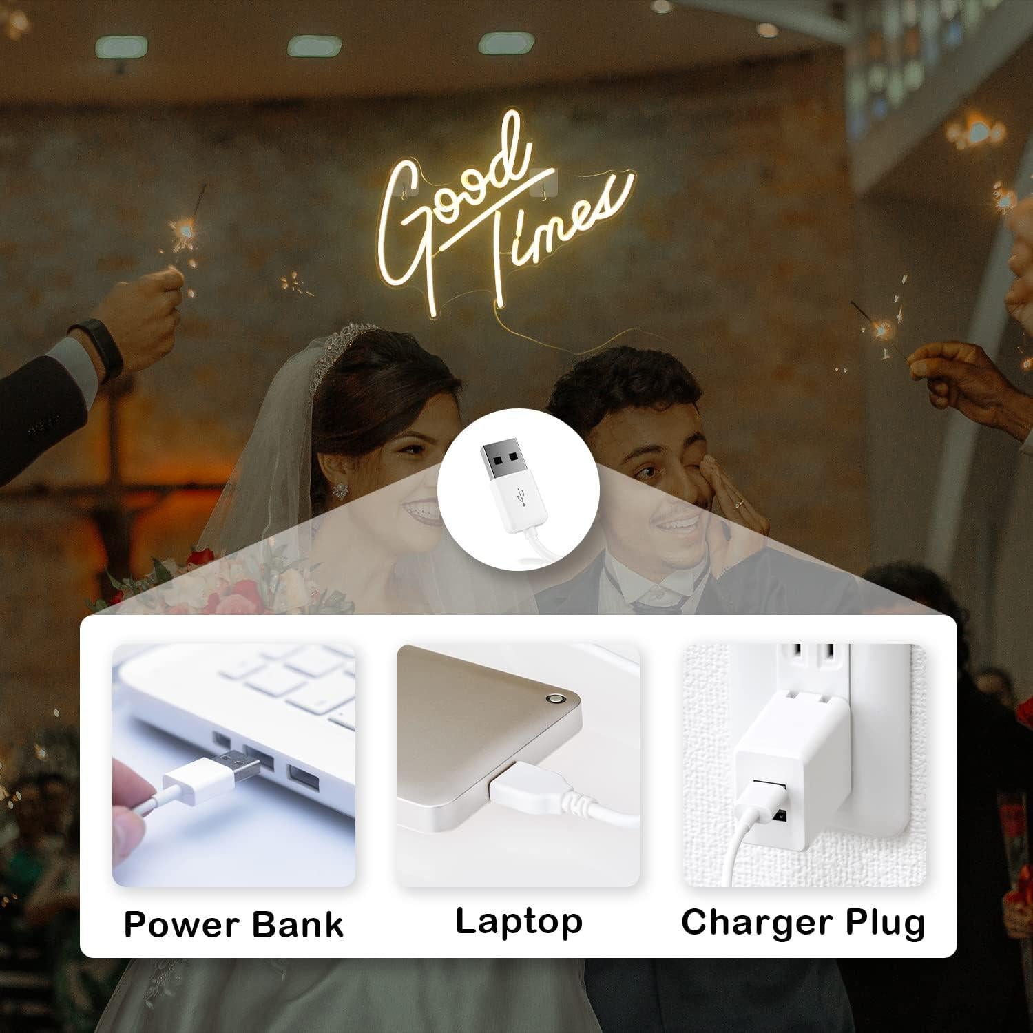 Señal de Neón Looklight Buenas Tiempos 32.9x40 cm LED USB