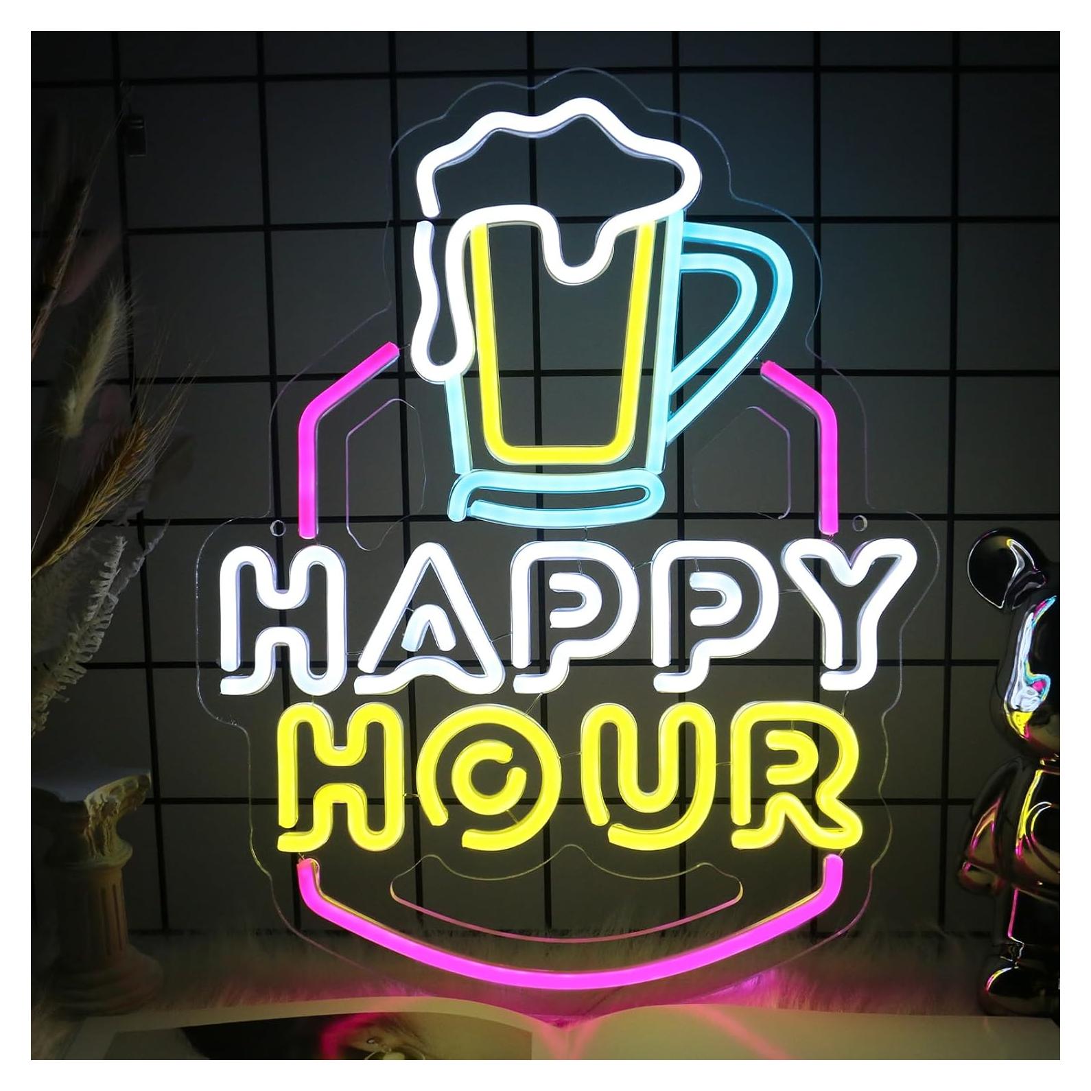 Cartel de Neón Happy Hour Goneons LED Dimmable 29.45x39.1cm